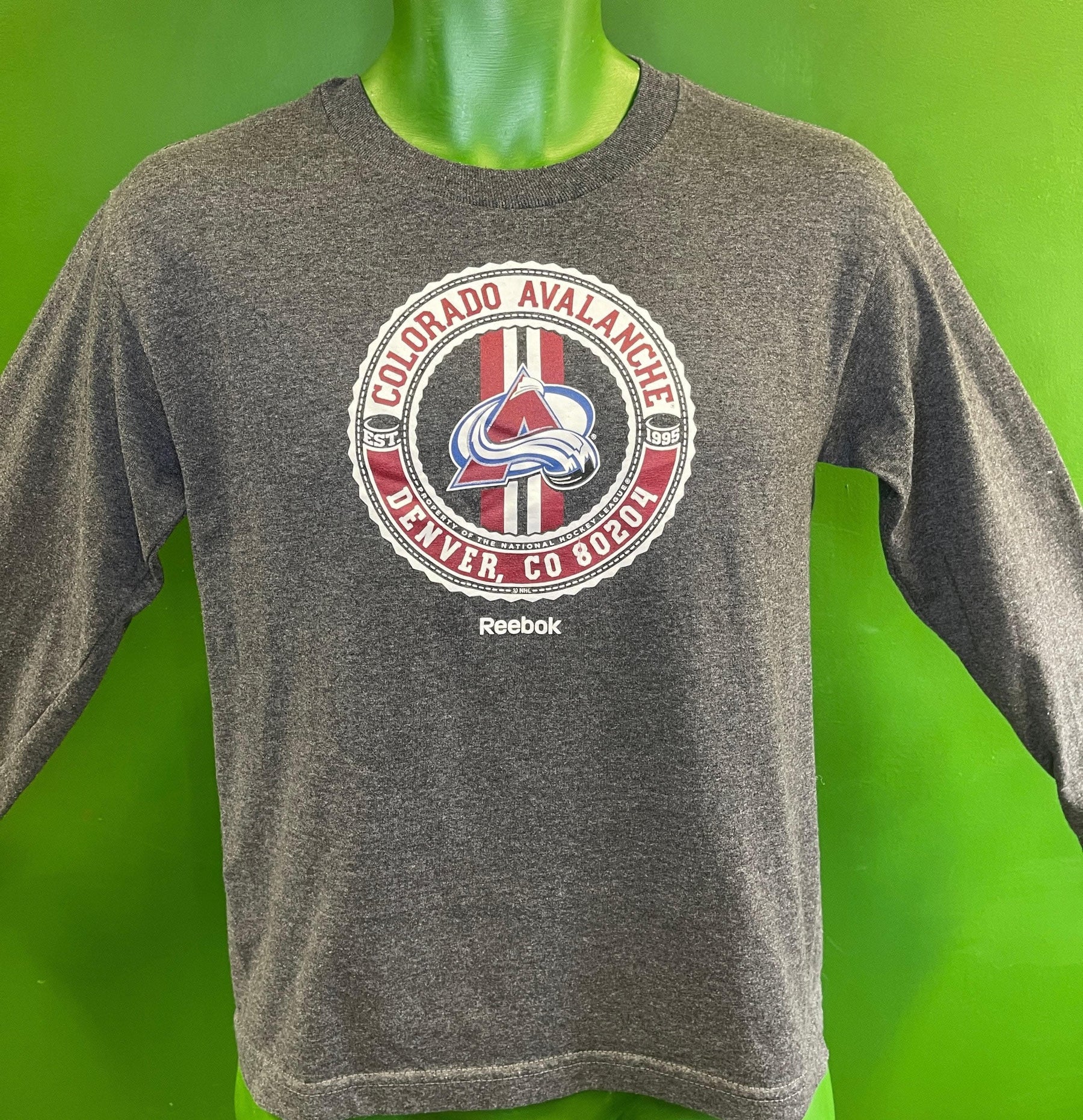 NHL Colorado Avalanche Reebok Grey L/S T-Shirt Youth Medium 10-12