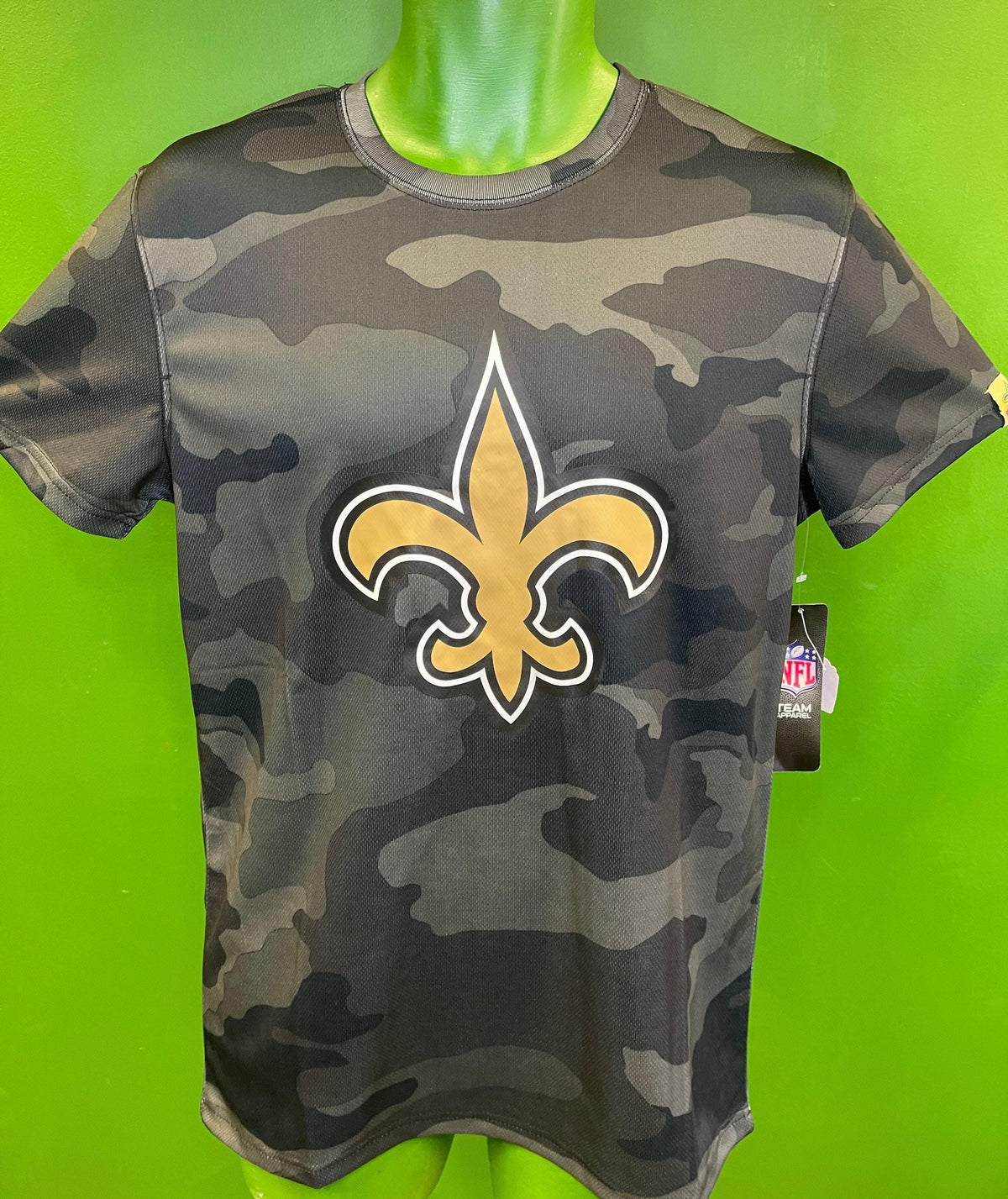 NFL New Orleans Saints Camo Large Logo T-Shirt Men's Small NWT