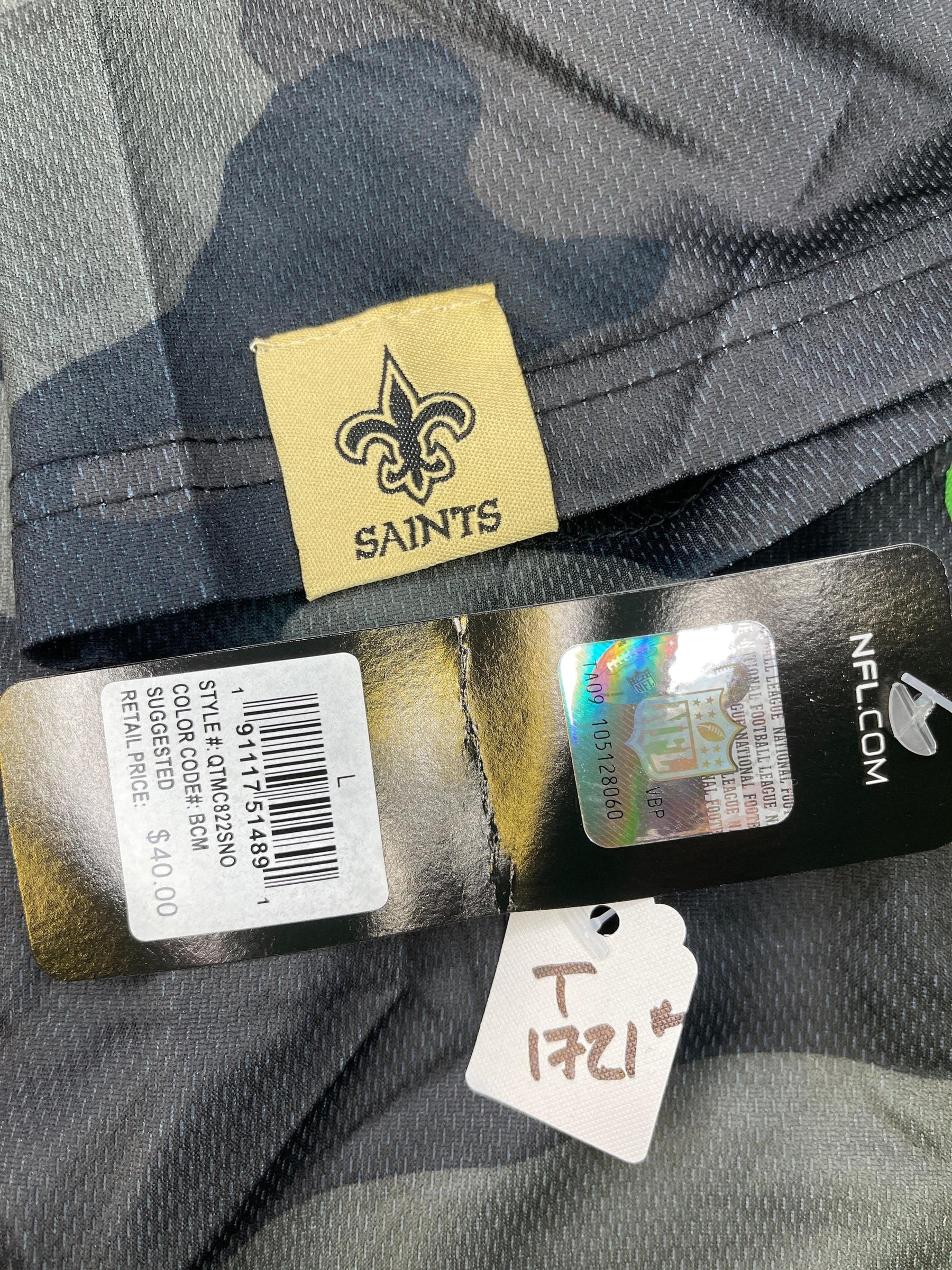 NFL New Orleans Saints Camo Large Logo T-Shirt Men's Large NWT