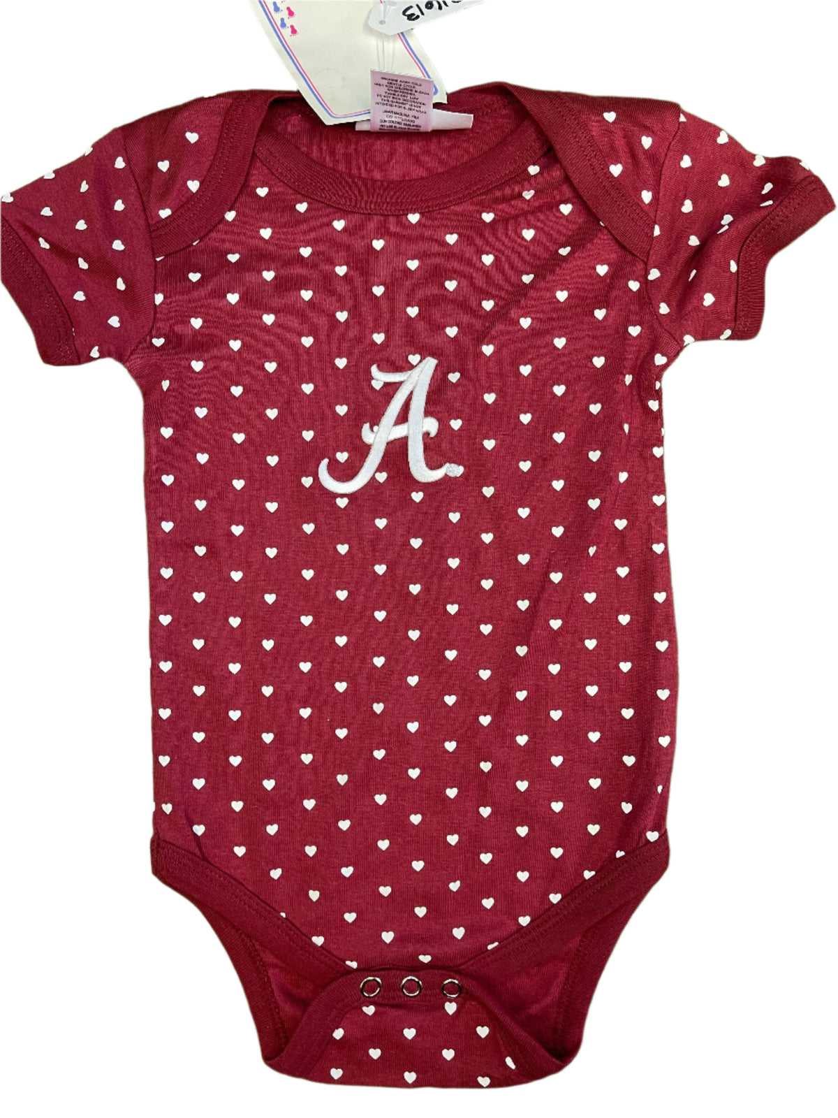 NCAA Alabama Crimson Tide Hearts Infant Baby Bodysuit/Vest 12 months NWT