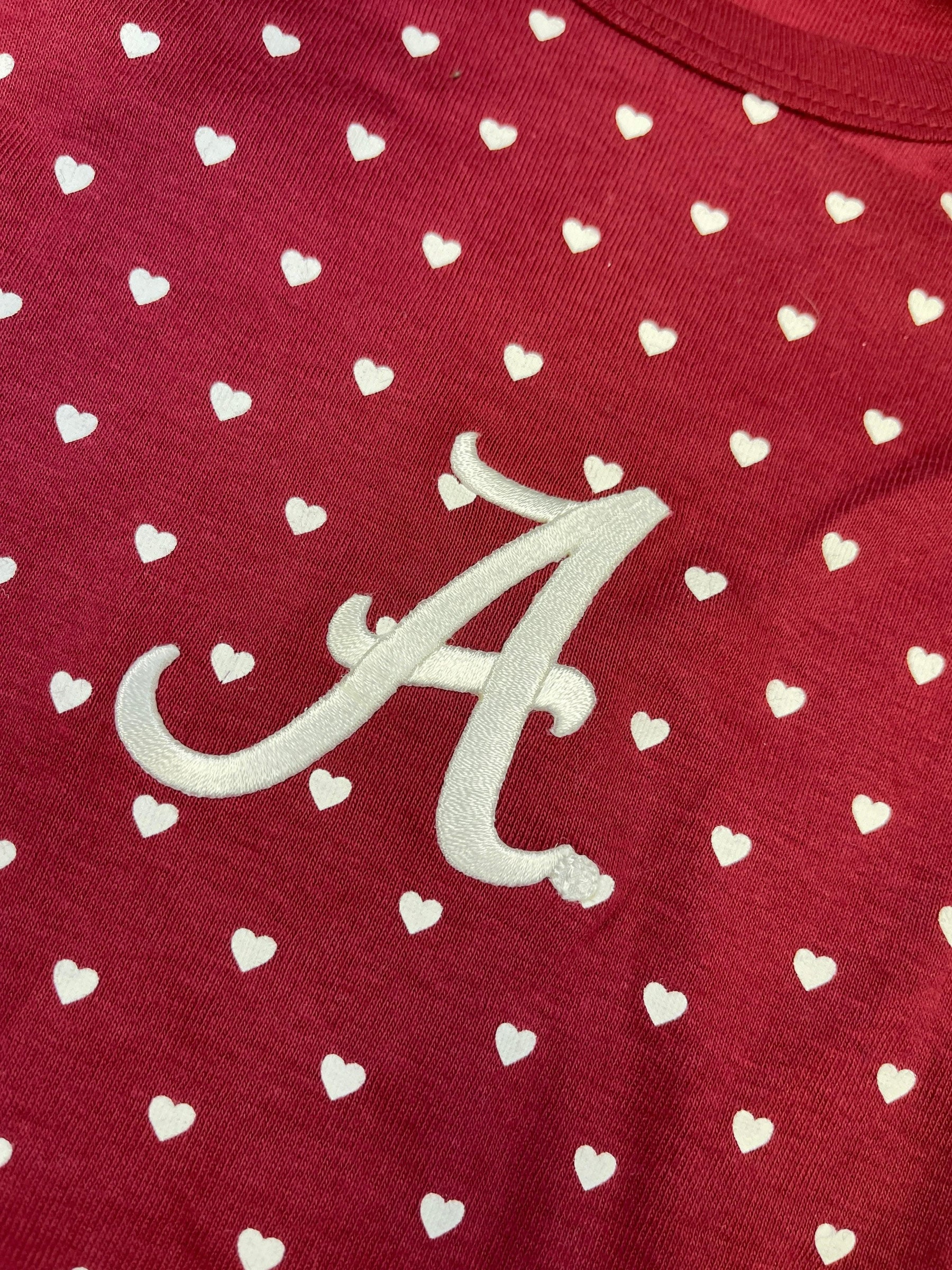 NCAA Alabama Crimson Tide Hearts Infant Baby Bodysuit/Vest 12 months NWT