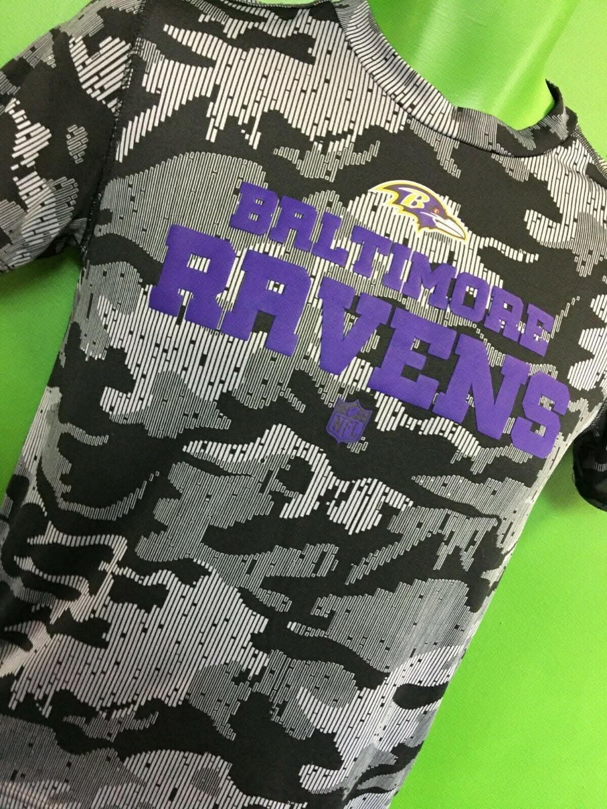 NFL Baltimore Ravens Wicking Black & Grey Camo T-Shirt Youth Medium 10-12