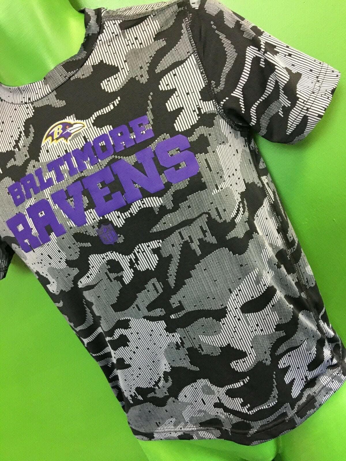 NFL Baltimore Ravens Wicking Black & Grey Camo T-Shirt Youth Medium 10-12