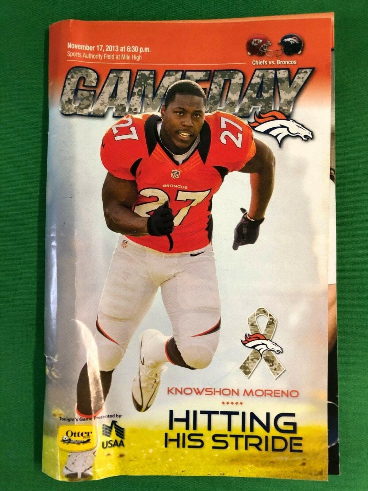 NFL Denver Broncos v. Chiefs Moreno Ihenacho 17-11-13 Gameday Magazine