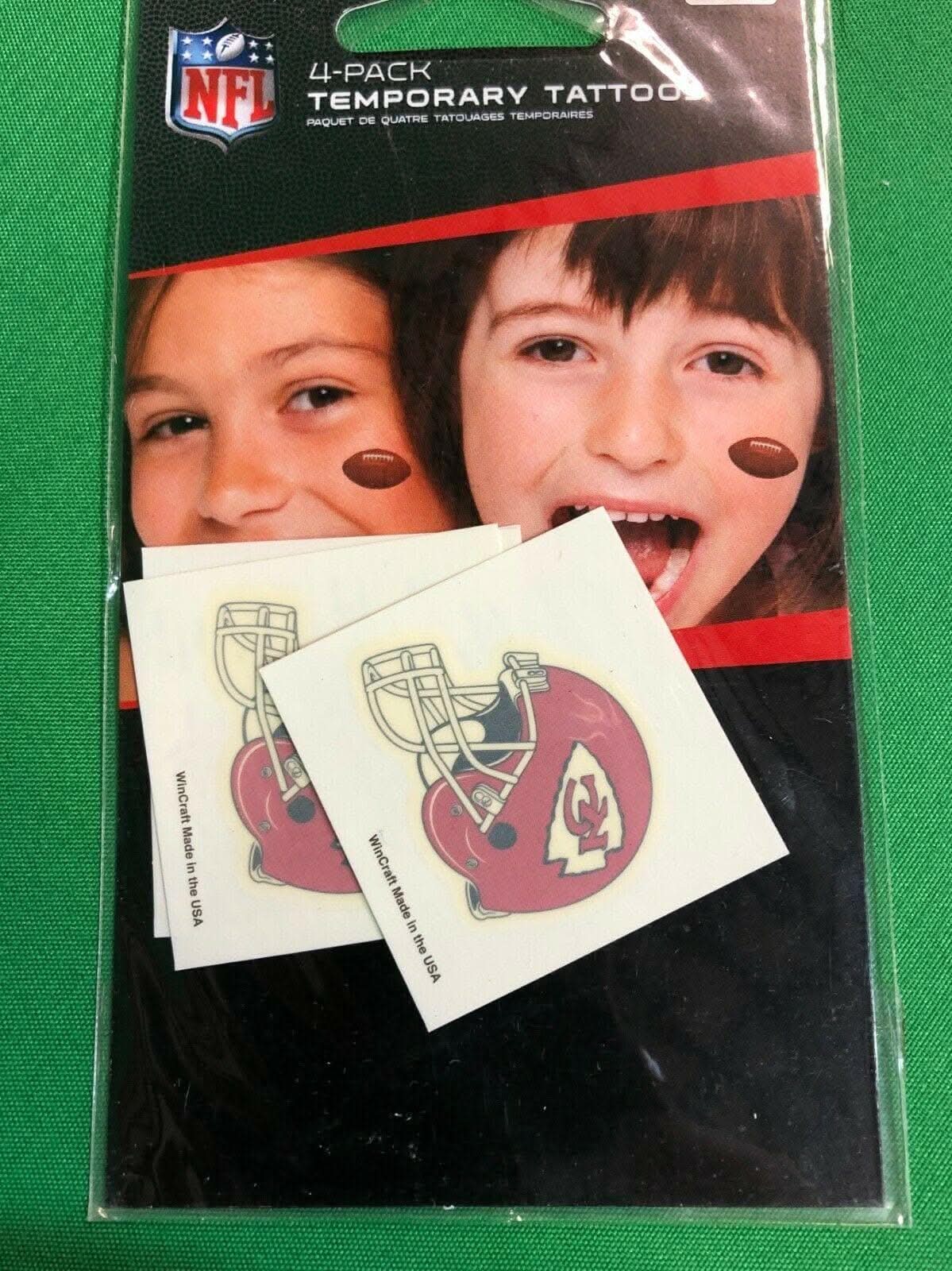 NFL Kansas City Chiefs Helmet 4-Pack Temporary Tattoos NWT
