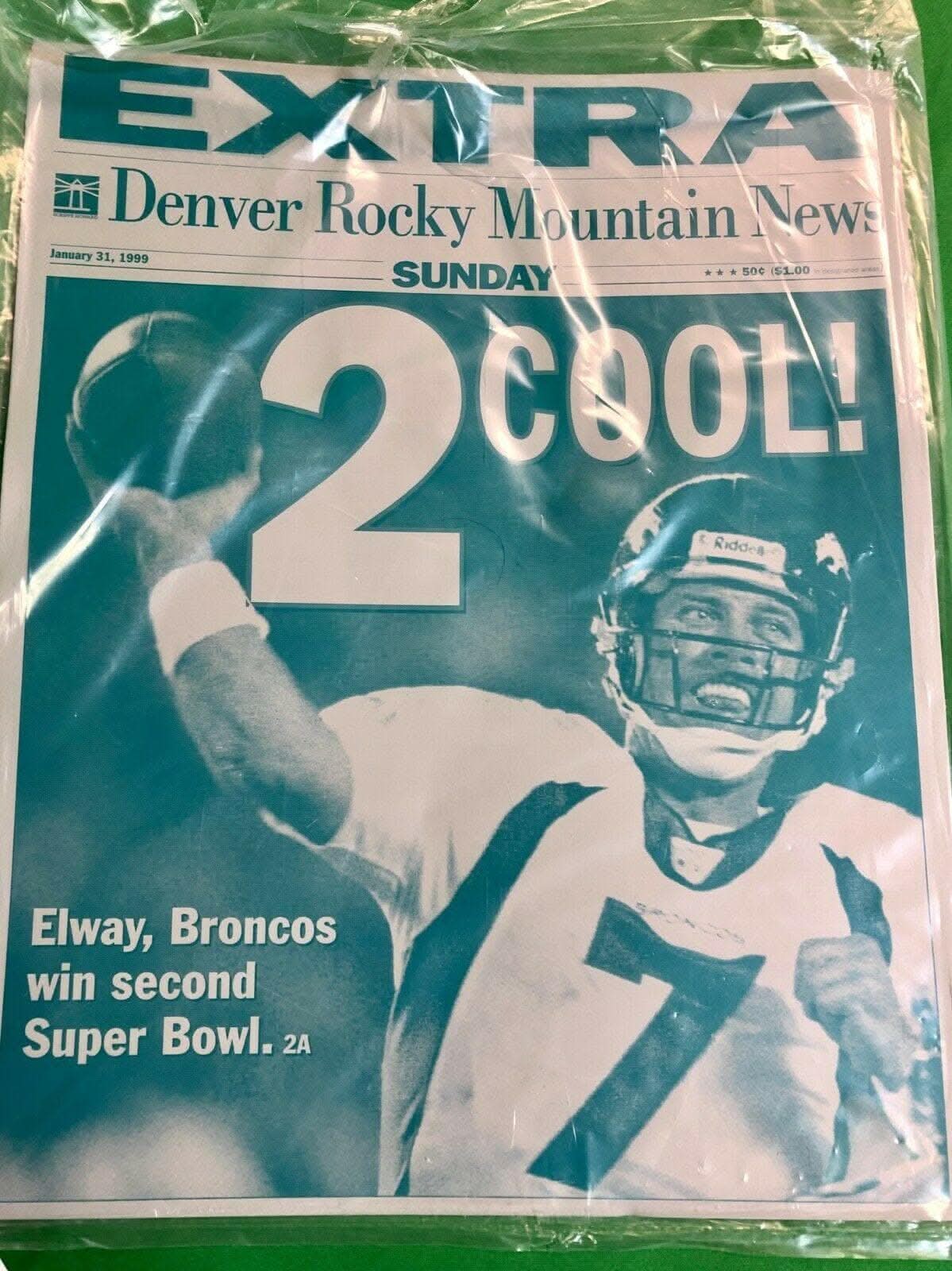 NFL Denver Broncos Super Bowl XXXIII Commemorative Metal Press Plate 1999