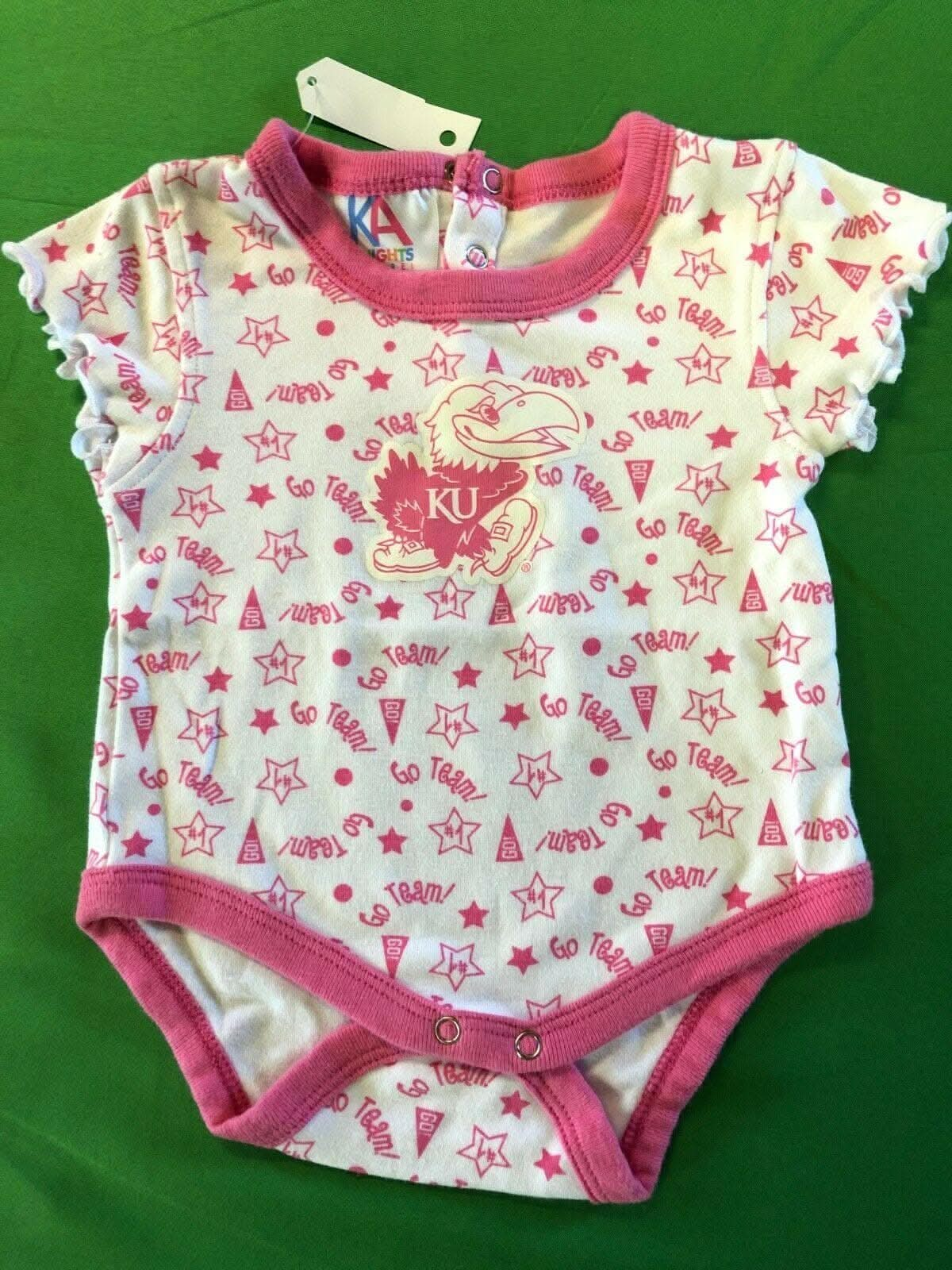 NCAA Kansas Jayhawks Girls' Pink Print Bodysuit/Vest 0-3 Months