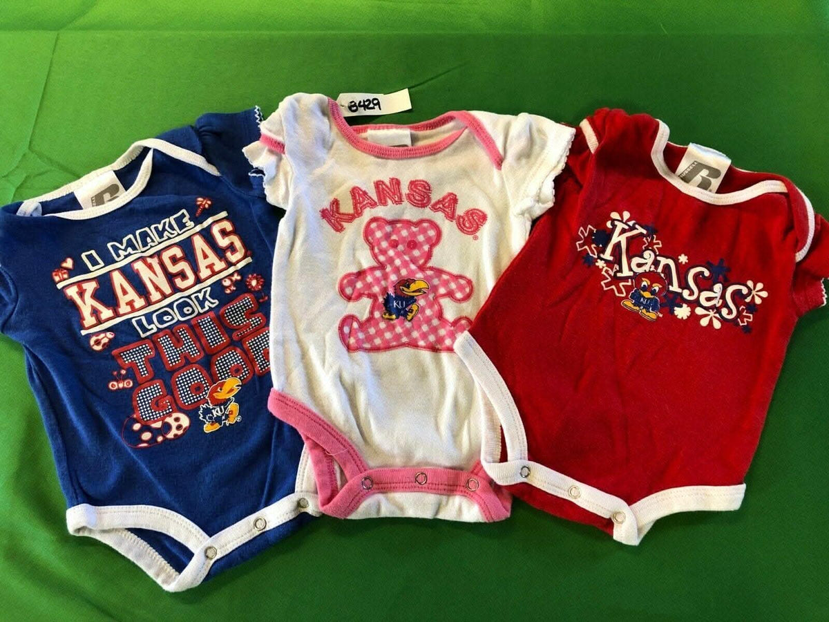 NCAA Kansas Jayhawks Set of 3 Bodysuits/Vests 0-3 Months