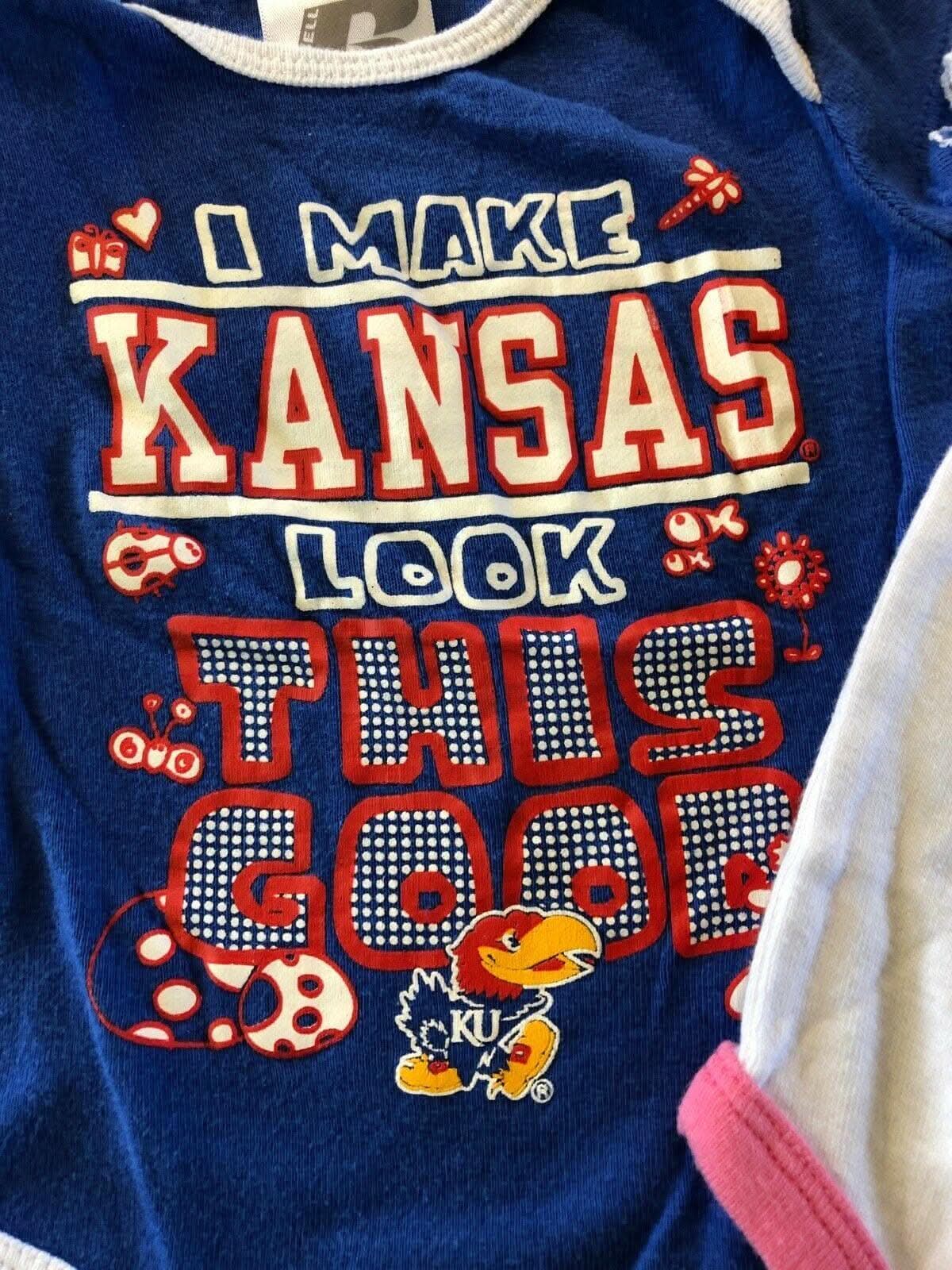 NCAA Kansas Jayhawks Set of 3 Bodysuits/Vests 0-3 Months