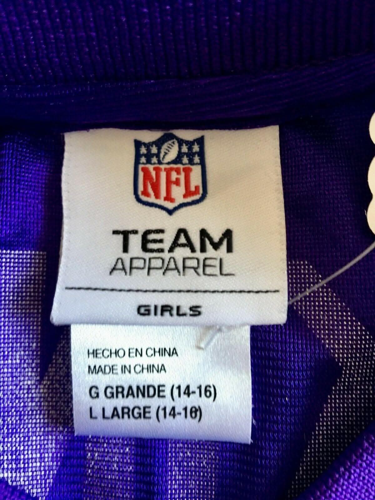 NFL Minnesota Vikings #00 Glittery Girls' Jersey Youth Large 14-16