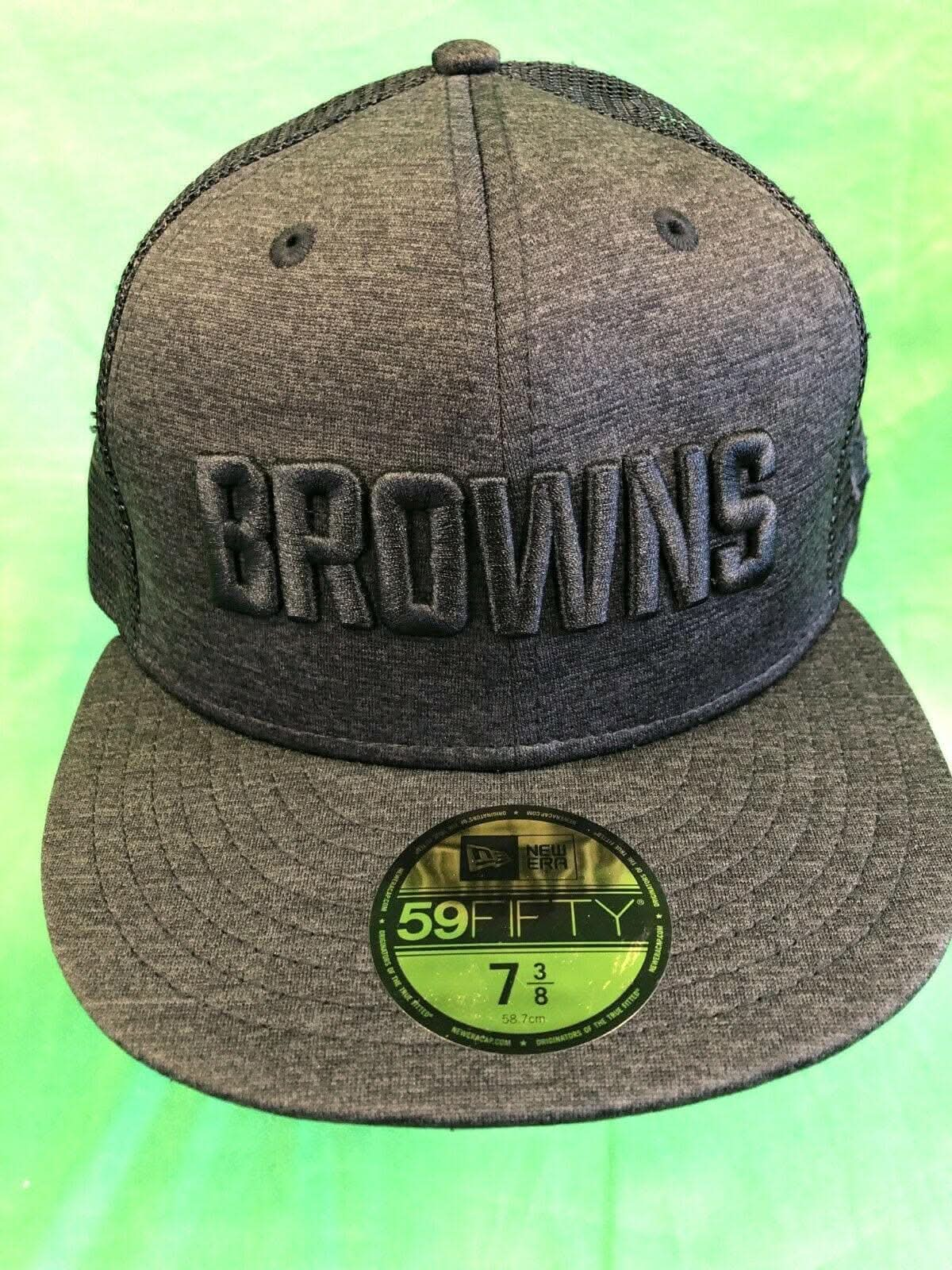 NFL Cleveland Browns New Era 59FIFTY Blackened Trucker Hat/Cap 7-3/8 NWT