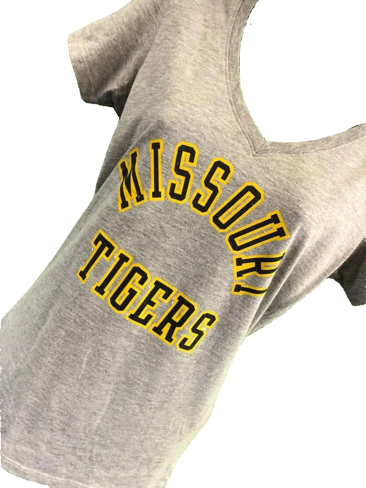 NCAA Missouri Tigers V-Neck Heathered Grey T-Shirt Women's Medium