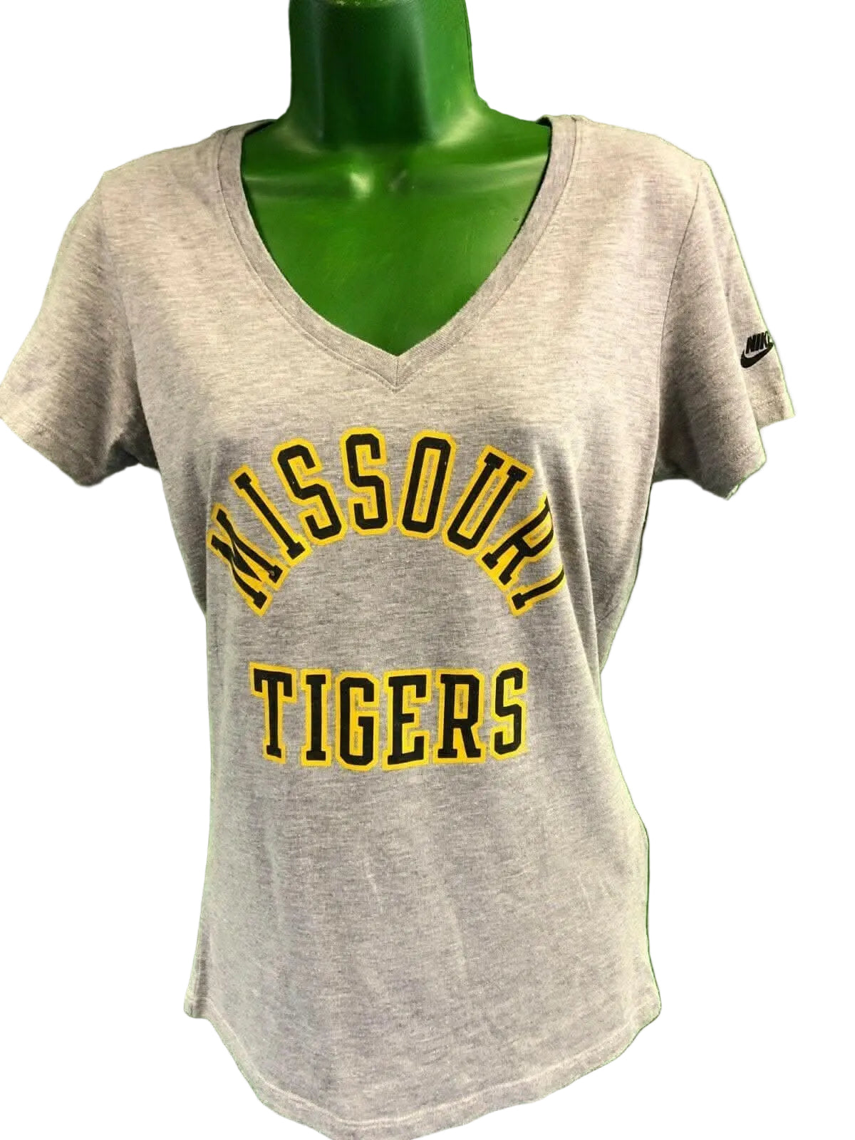 NCAA Missouri Tigers V-Neck Heathered Grey T-Shirt Women's Medium
