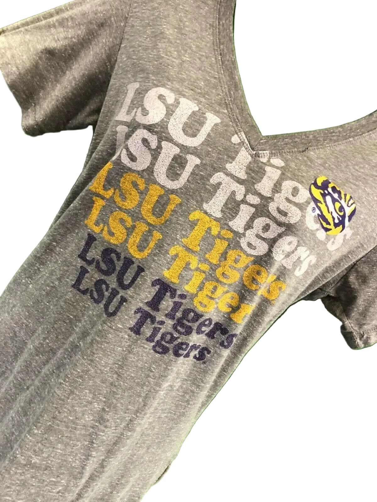 NCAA Louisiana State LSU Tigers Russell T-Shirt Grey Women's Large