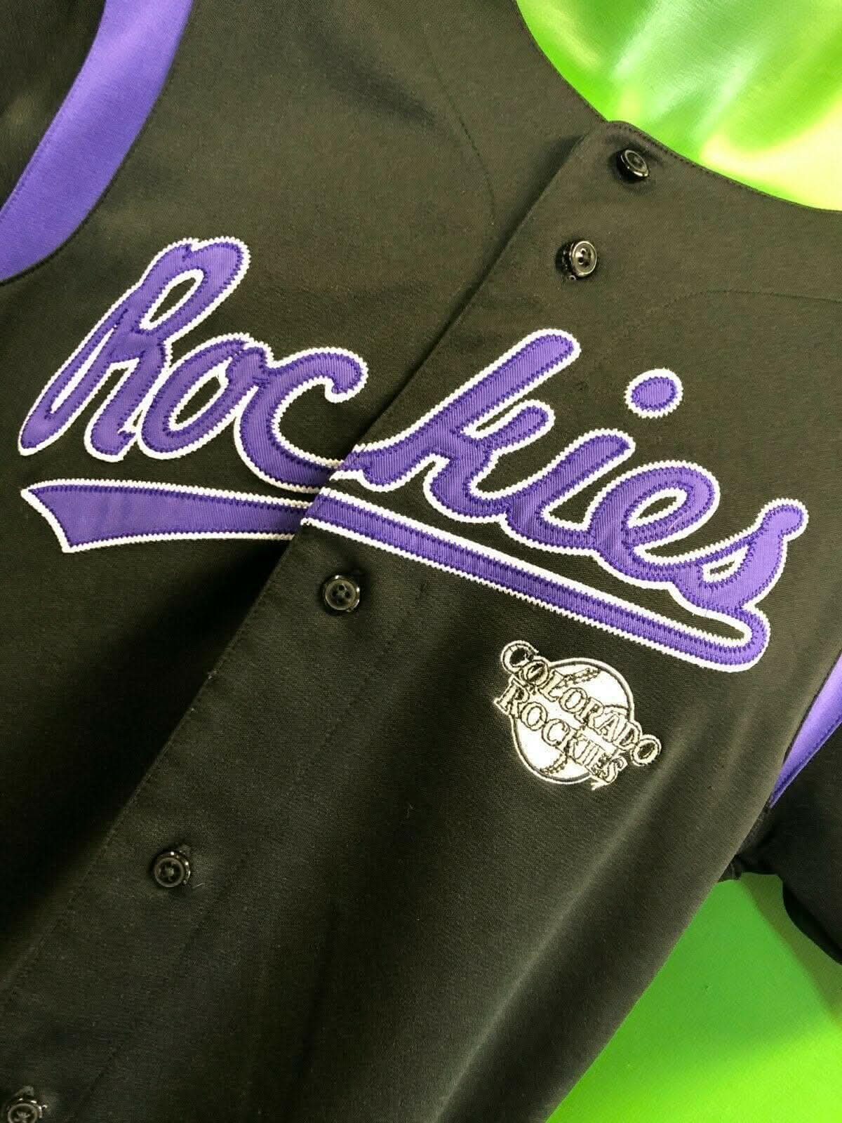MLB Colorado Rockies True Fan Black Stitched Jersey Youth Medium 10-12