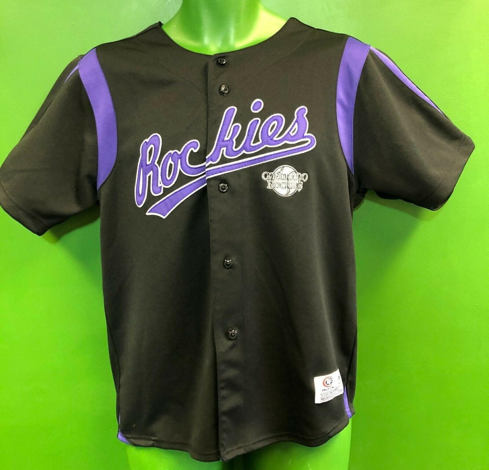 MLB Colorado Rockies True Fan Black Stitched Jersey Youth Medium 10-12