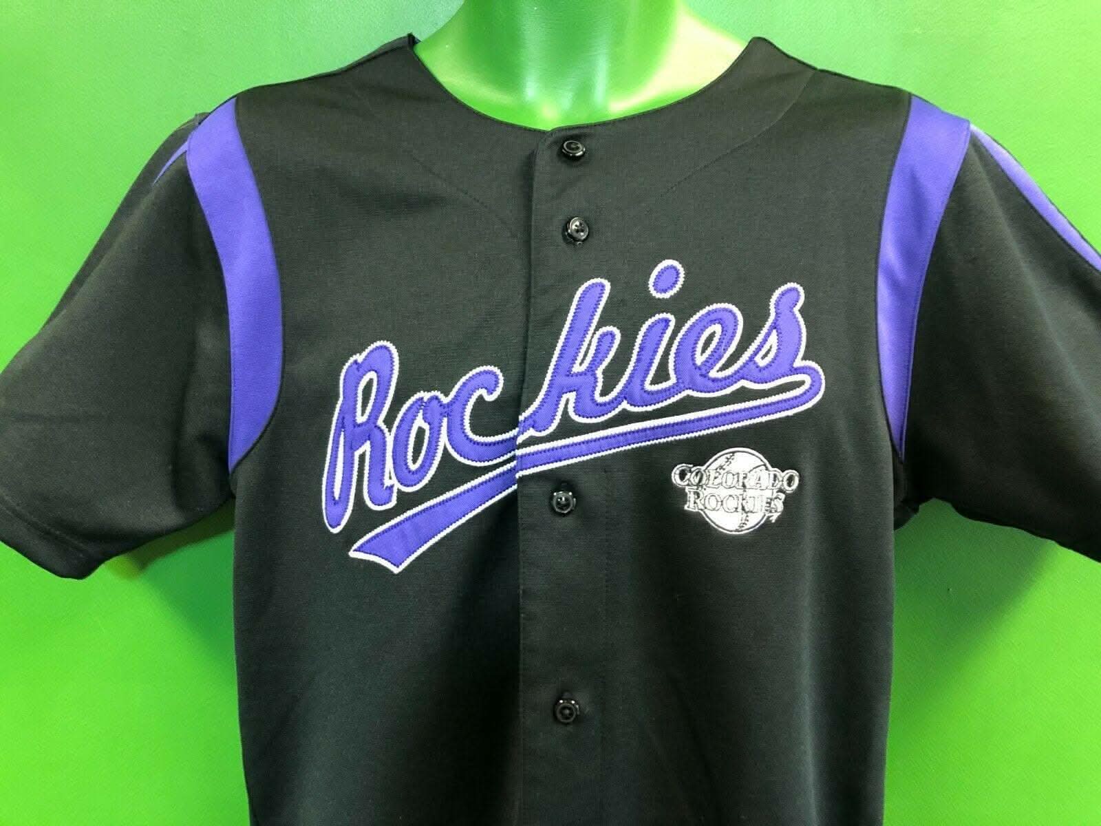 MLB Colorado Rockies True Fan Black Stitched Jersey Youth Medium 10-12