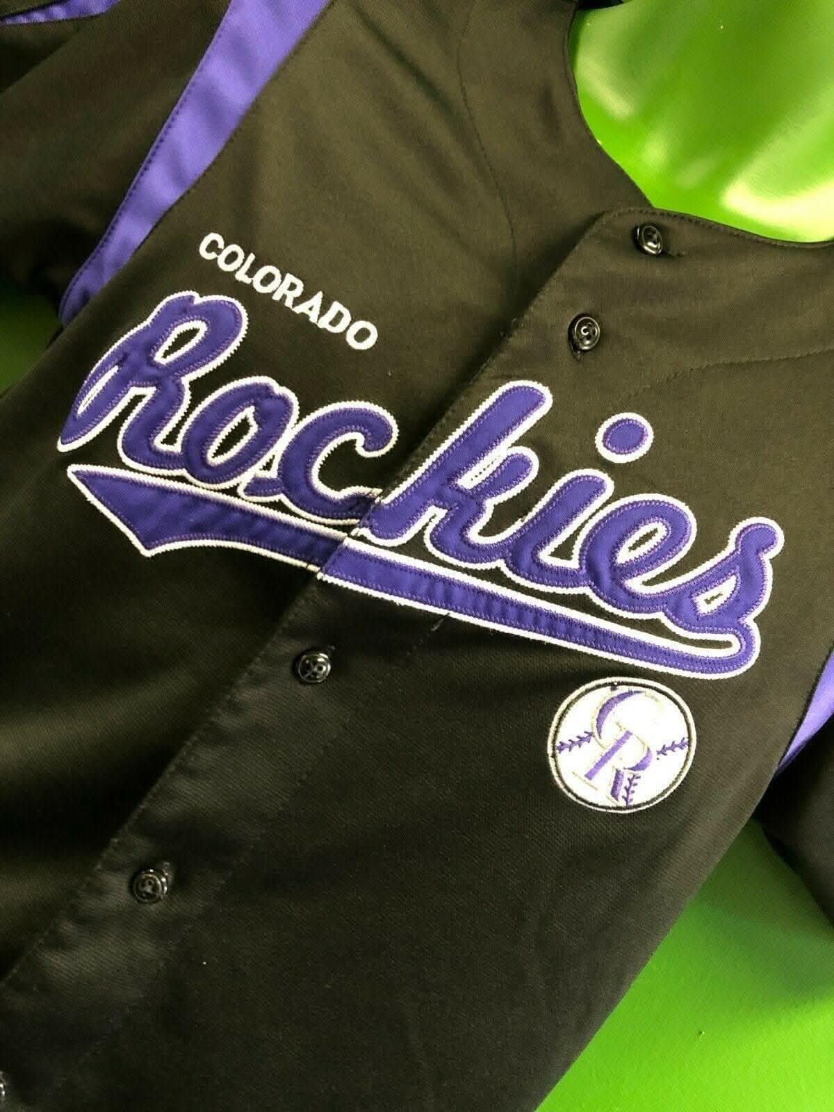 MLB Colorado Rockies True Fan Black Stitched Jersey Youth Medium 8