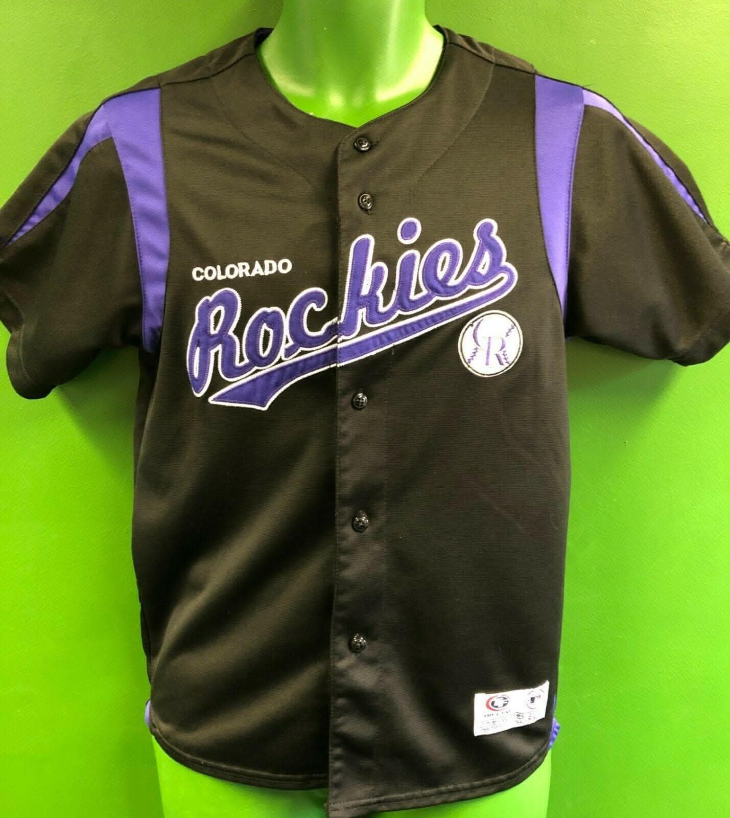 MLB Colorado Rockies True Fan Black Stitched Jersey Youth Medium 8