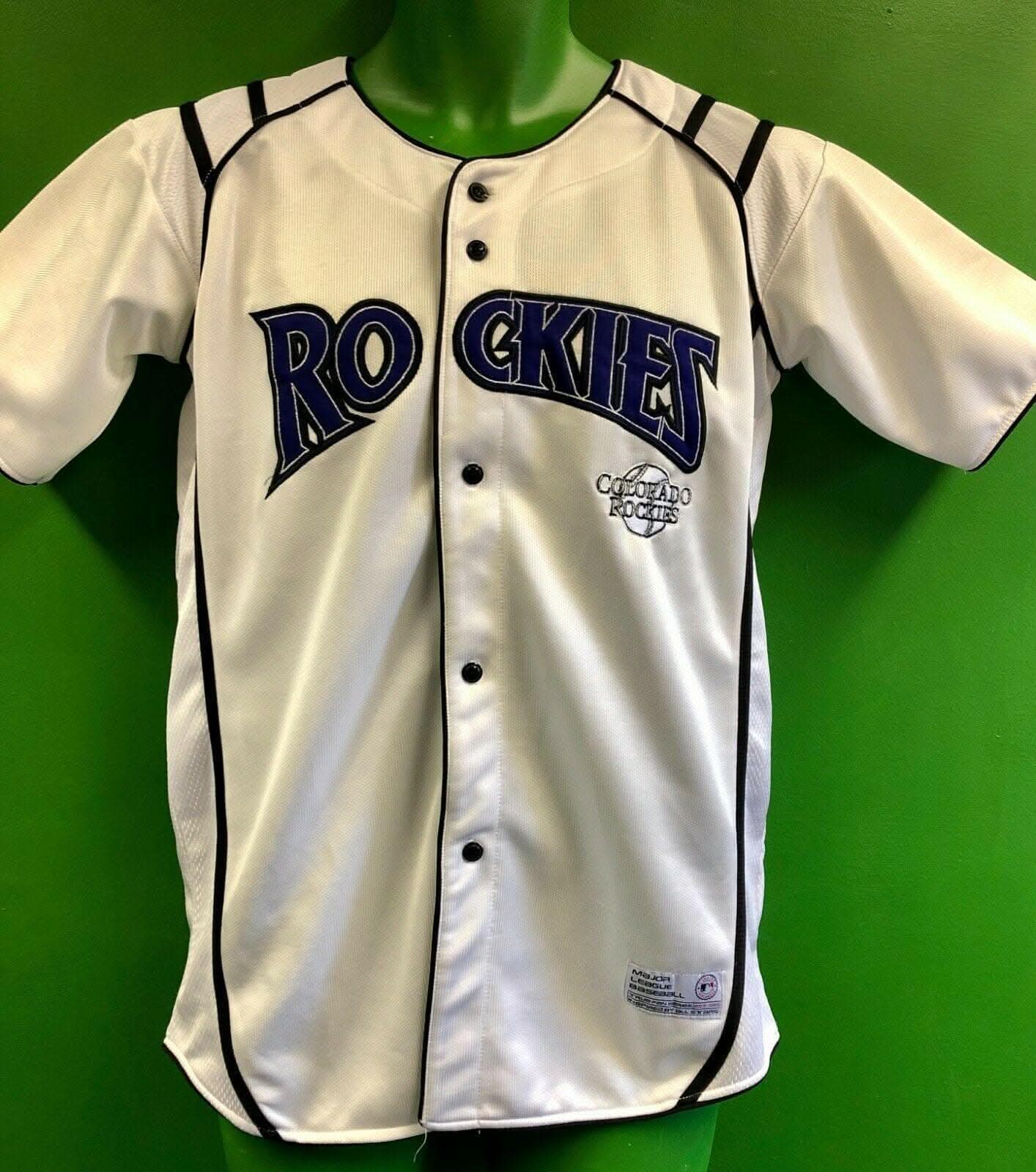 MLB Colorado Rockies True Fan White Stitched Jersey Men's Medium
