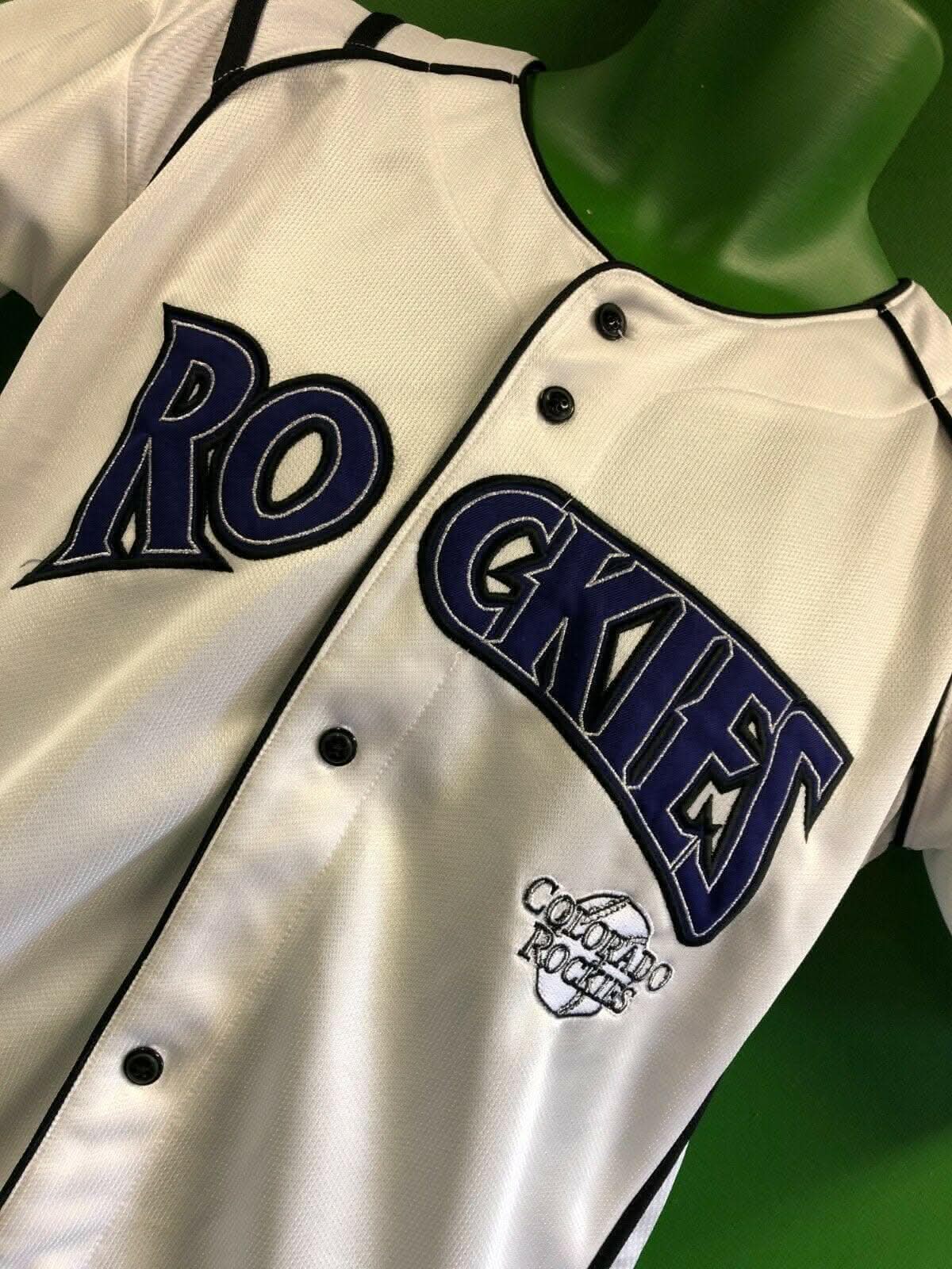 MLB Colorado Rockies True Fan White Stitched Jersey Men's Medium