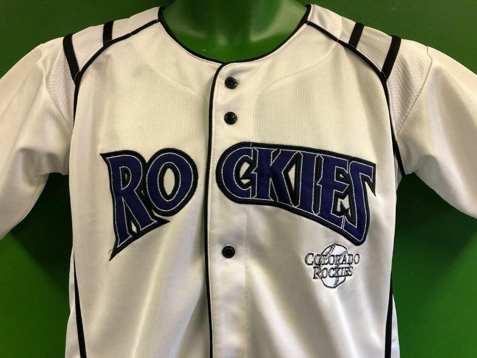 MLB Colorado Rockies True Fan White Stitched Jersey Men's Medium