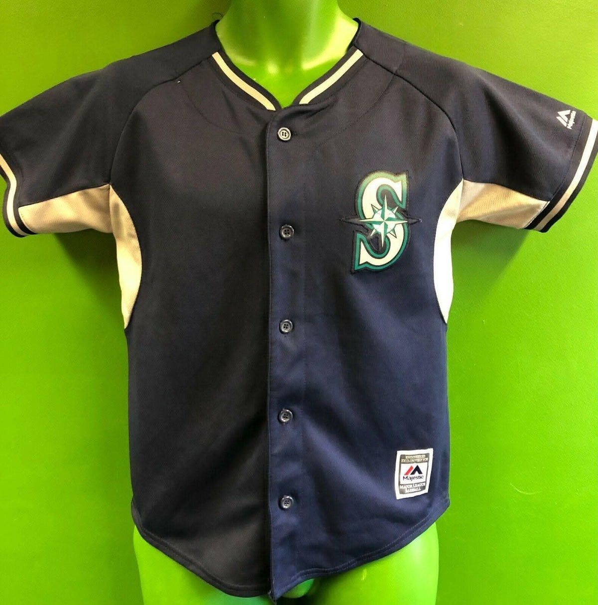 MLB Seattle Mariners Majestic Baseball Jersey Youth Medium 10-12