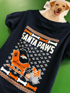 NFL Denver Broncos Christmas "Santa Paws" T-Shirt Size X-Large NWT