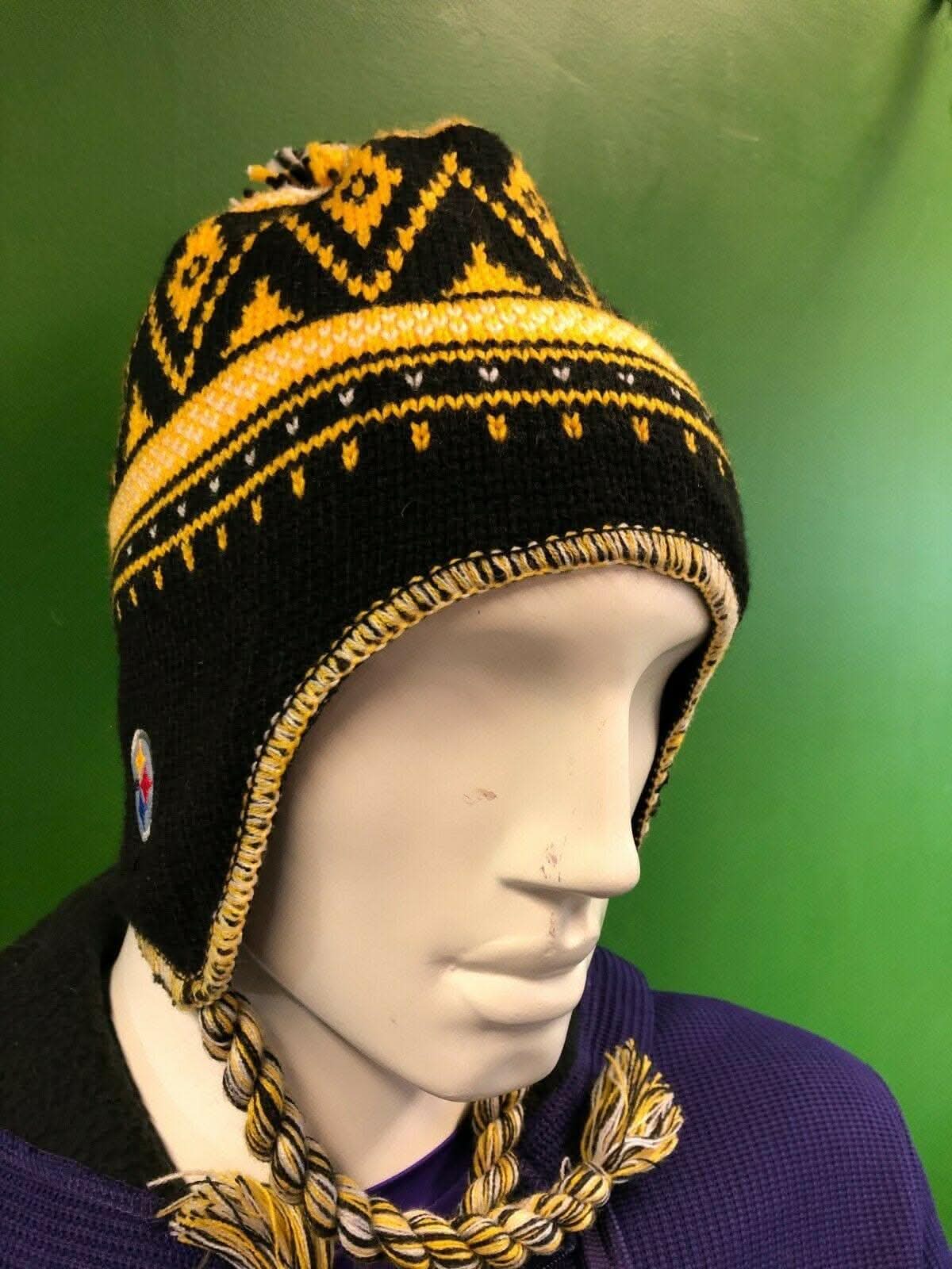 NFL Pittsburgh Steelers Reebok Woolly Bobble Hat w/Tie OSFA