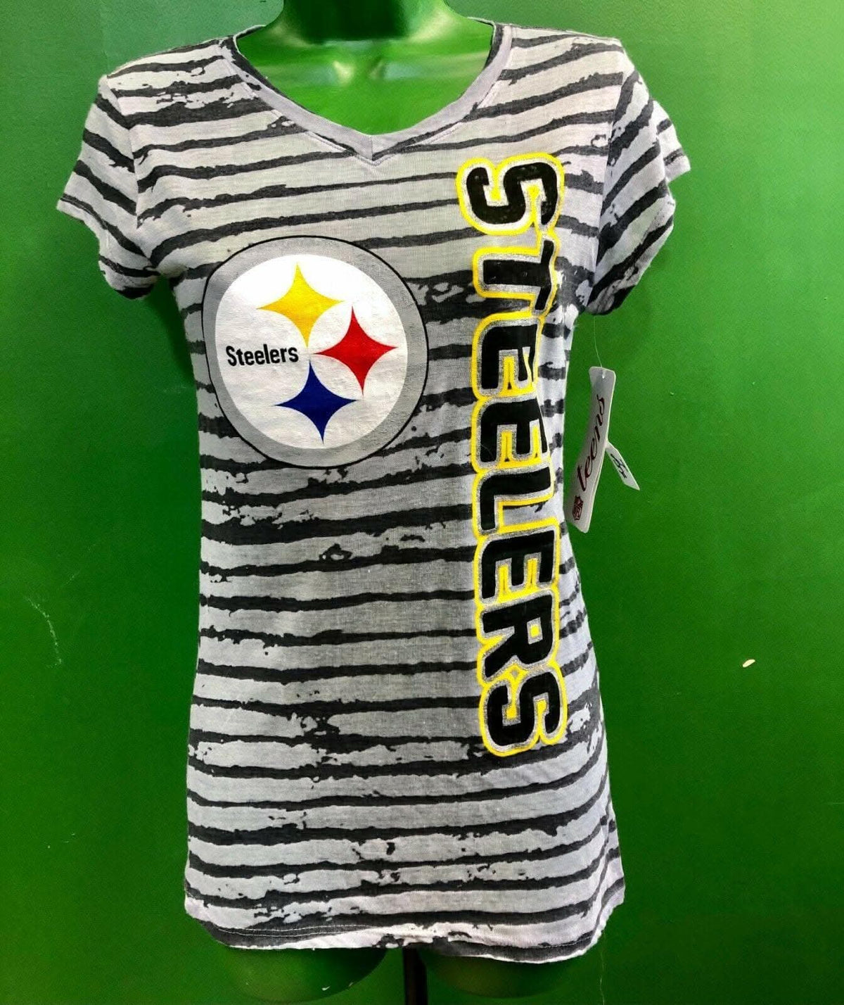 NFL Pittsburgh Steelers Striped Tissue T-Shirt Small Teen 3-5 NWT