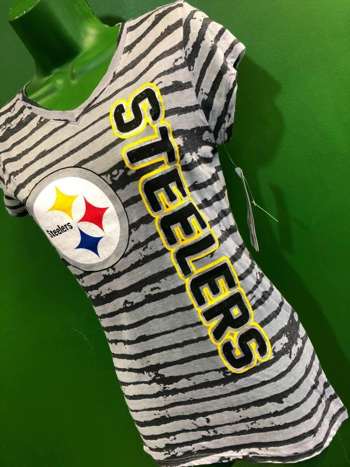 NFL Pittsburgh Steelers Striped Tissue T-Shirt Small Teen 3-5 NWT