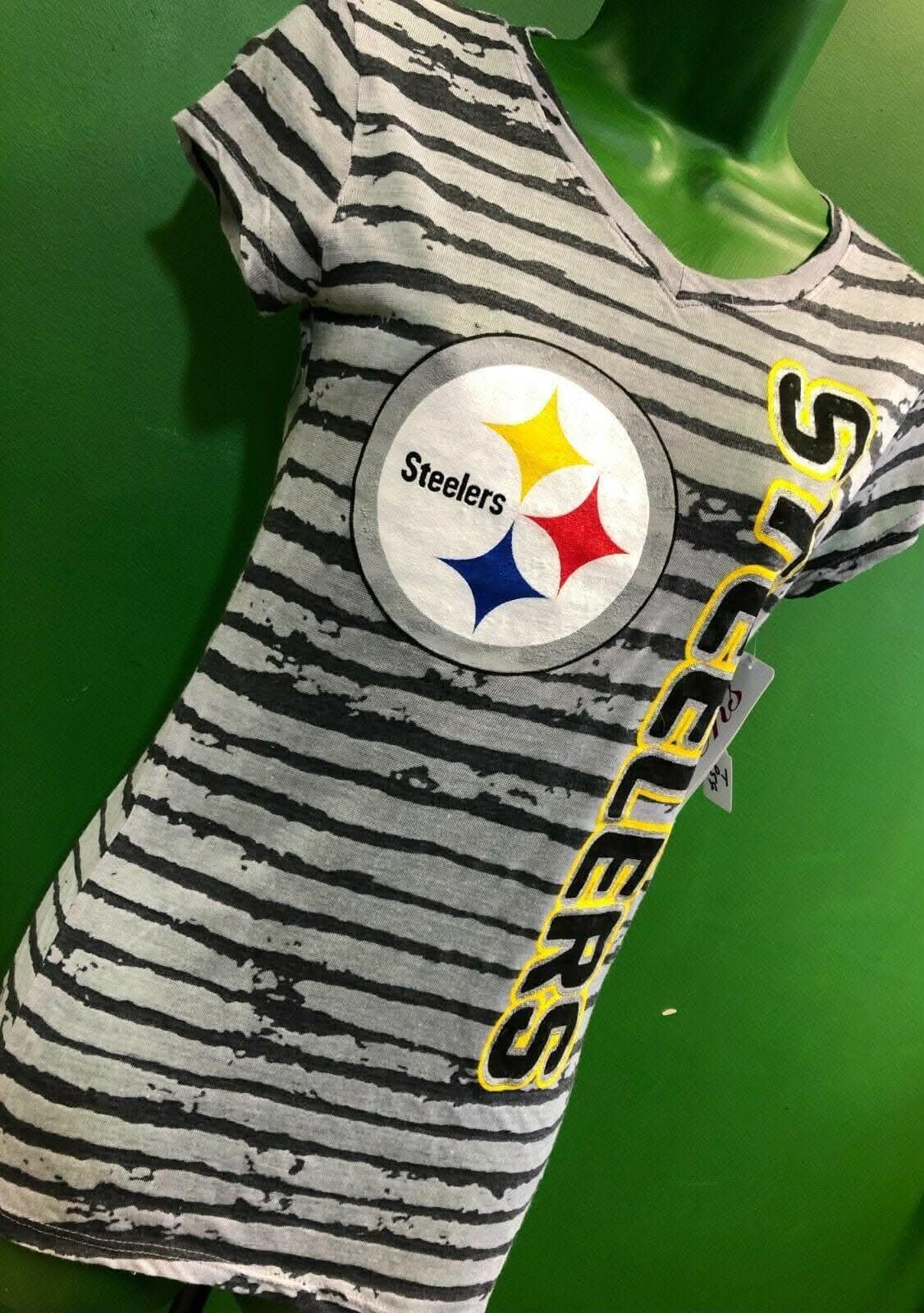 NFL Pittsburgh Steelers Striped Tissue T-Shirt Small Teen 3-5 NWT