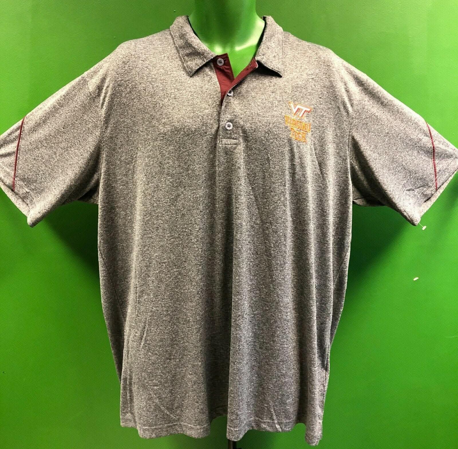 NCAA Virginia Tech Hokies Heathered Grey Polo Shirt Men's 2X-Large NWT