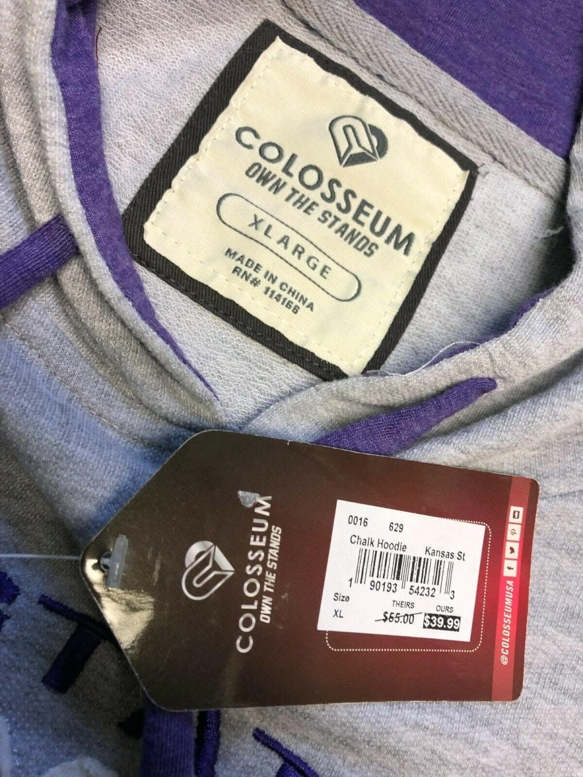 NCAA Kansas State Wildcats Colosseum Soft Grey Hoodie Women's XL NWT