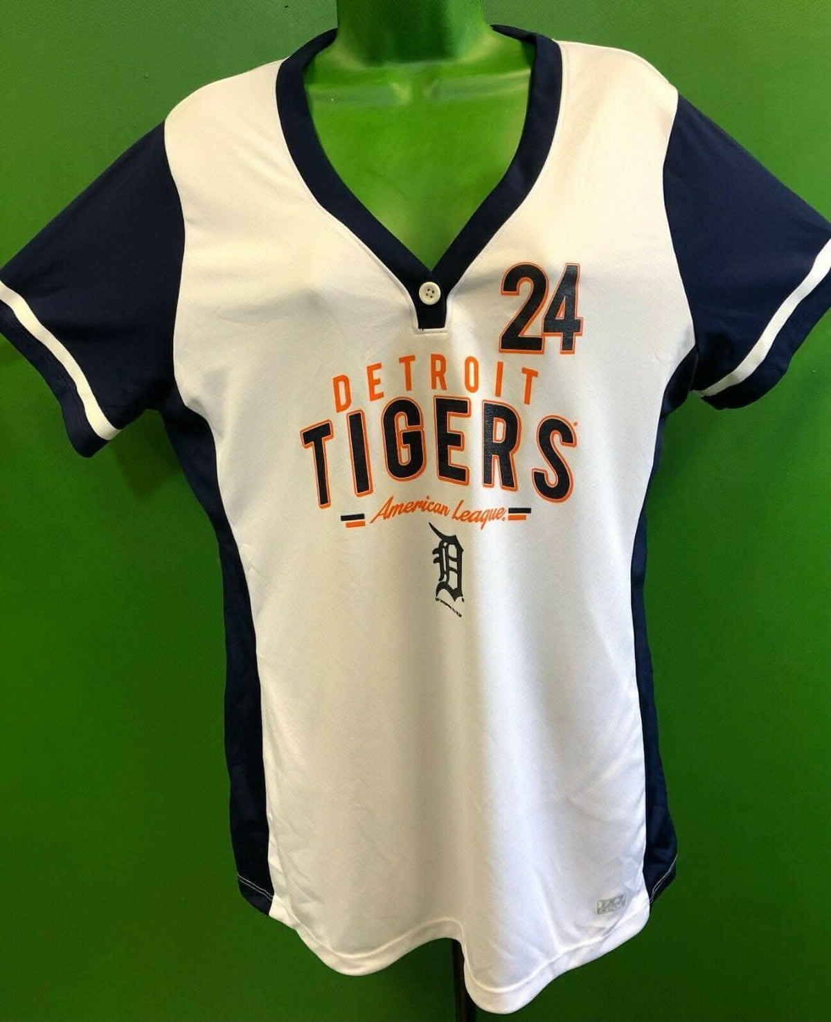 MLB Detroit Tigers Cabrera #24 Henley T-Shirt TX3 Cool Women's X-L NWT