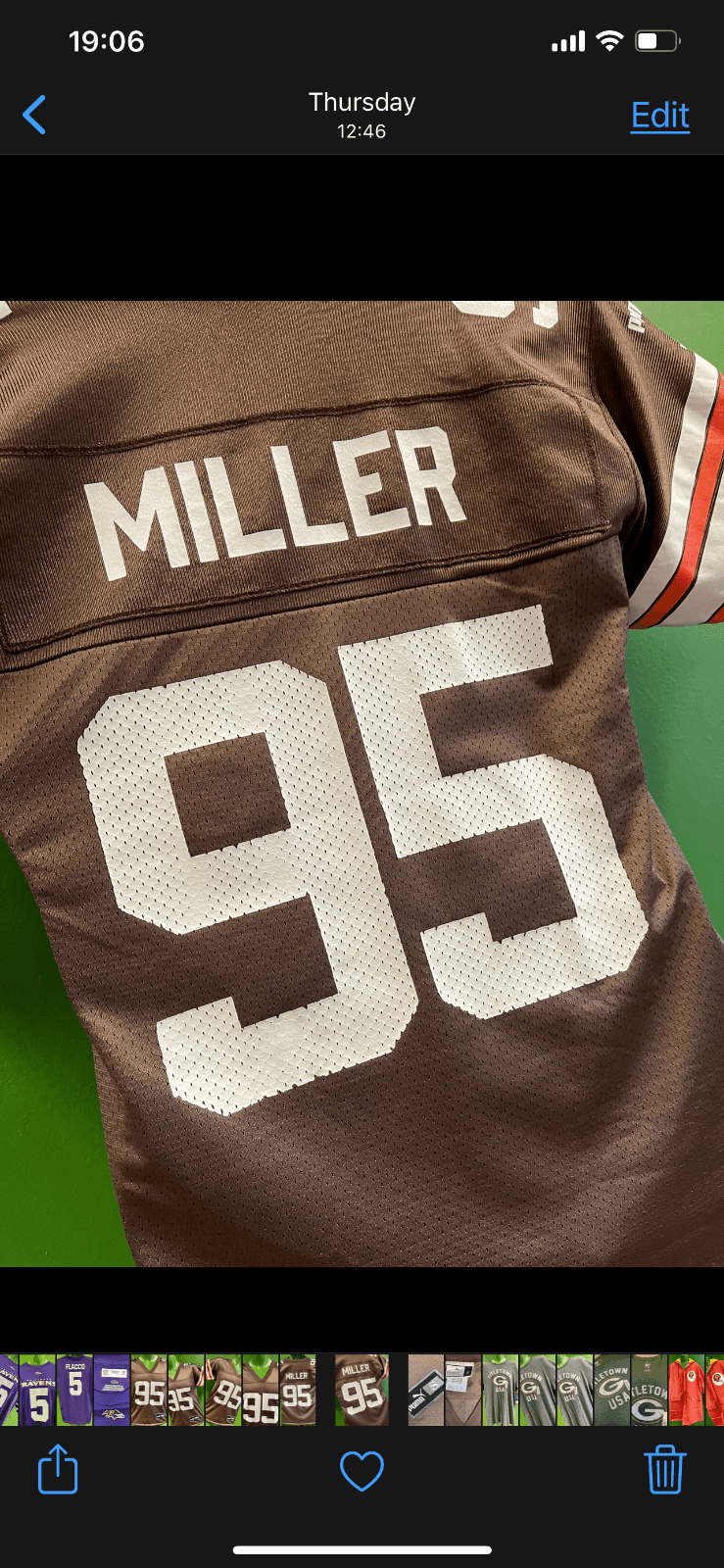 NFL Cleveland Browns Jamir Miller #95 Vintage Puma Jersey Youth Small 8