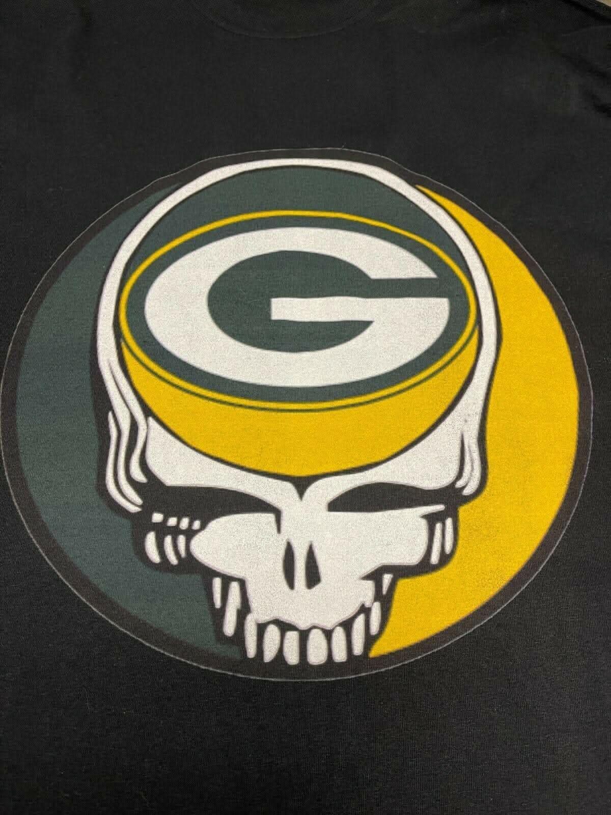 NFL Green Bay Packers Custom Skull T-Shirt Men's 2X-Large