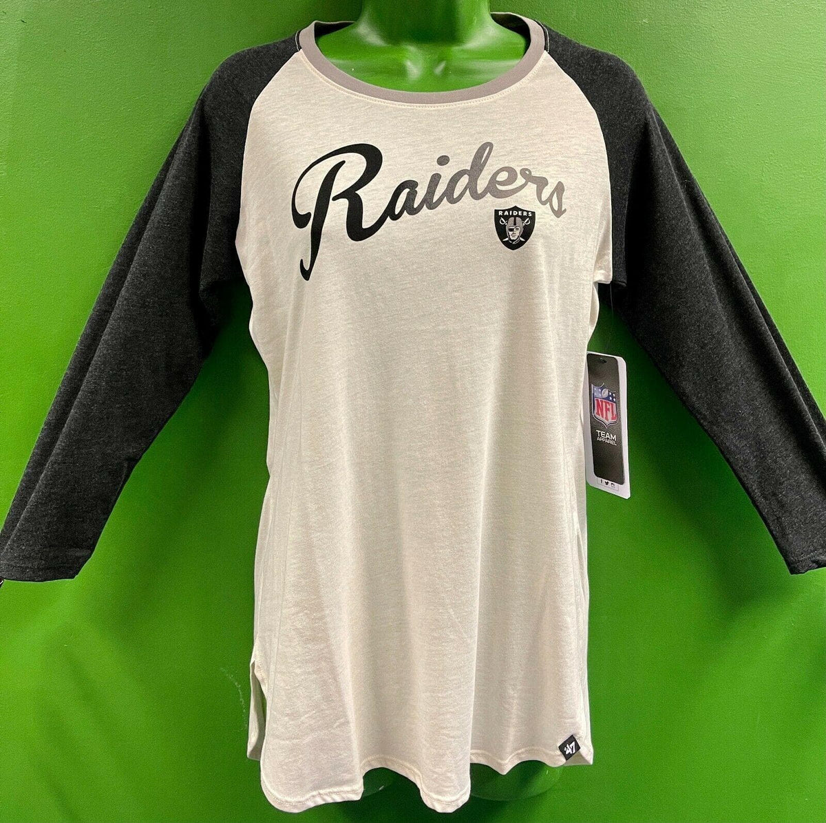 NFL Las Vegas Raiders '47 Raglan Splitter L-S T-Shirt Women's med NWT