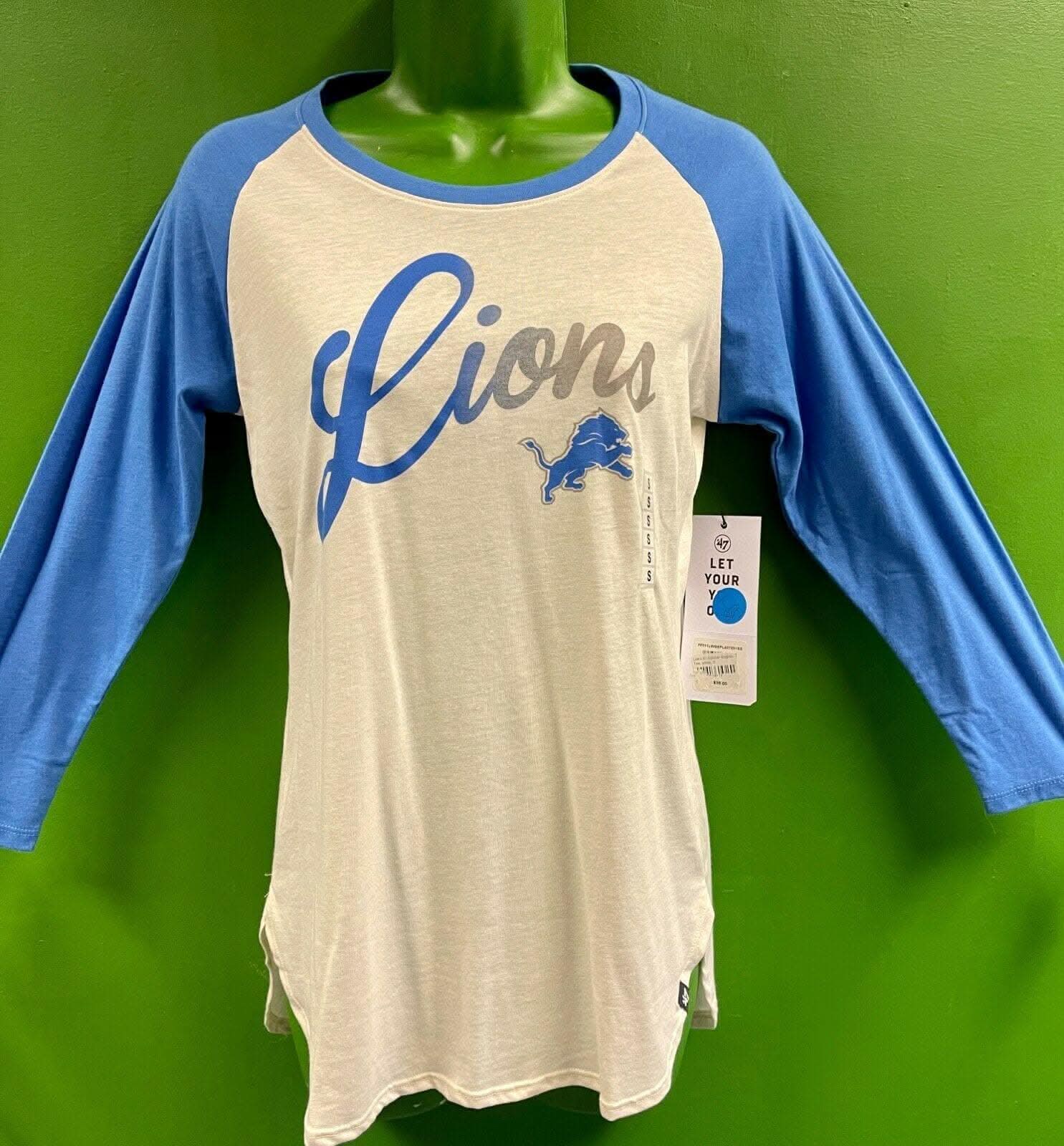 NFL Detroit Lions '47 Raglan Splitter T-Shirt Women's X-Large NWT