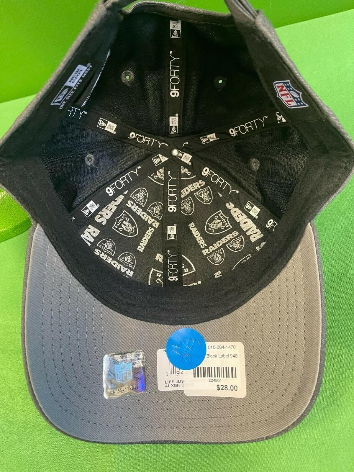 NFL Las Vegas Raiders New Era 9FORTY Hat Cap Grey OSFA Strapback NWT