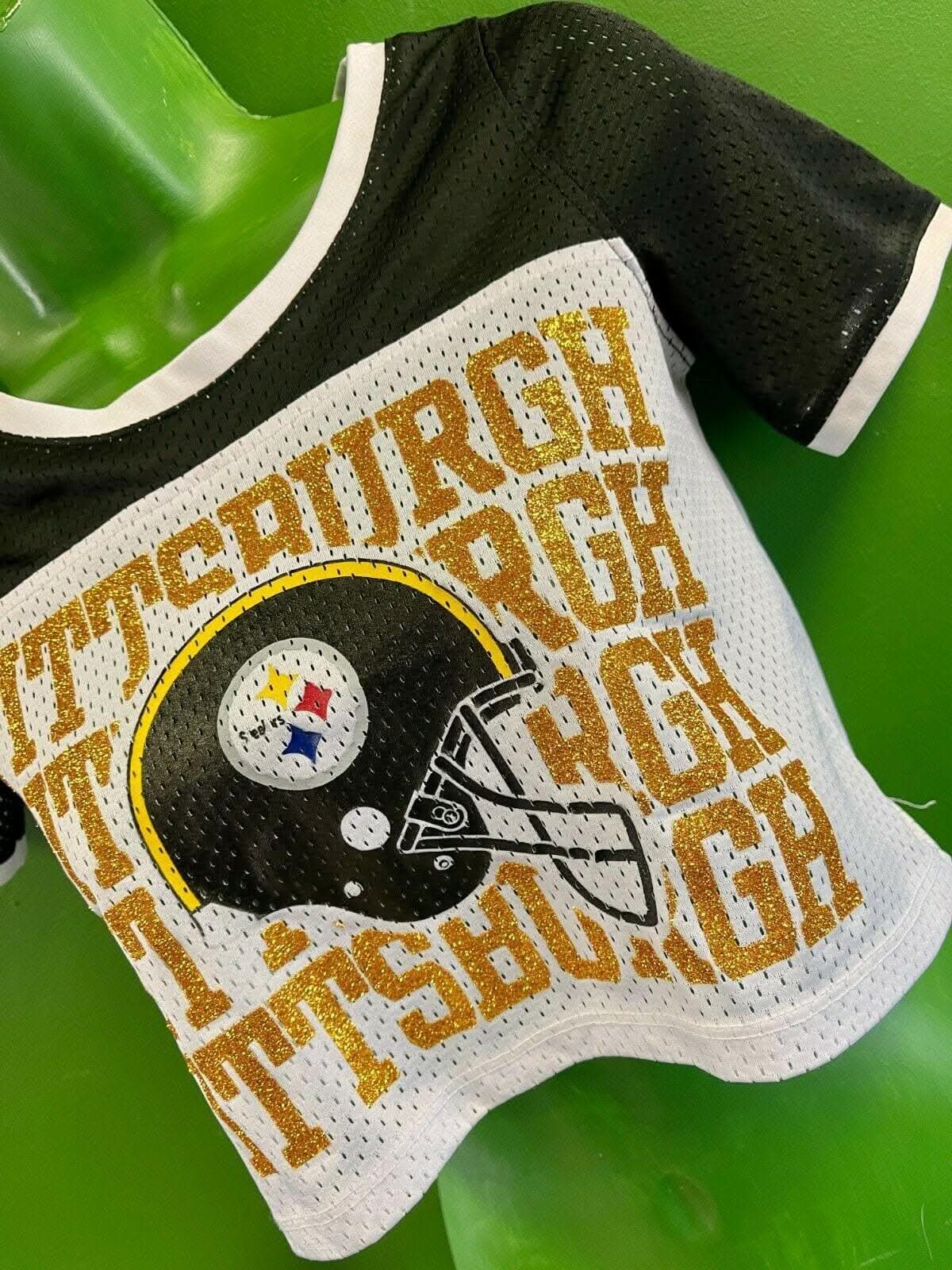 NFL Pittsburgh Steelers Girls' Glittery Crop Top Style Youth Medium 10