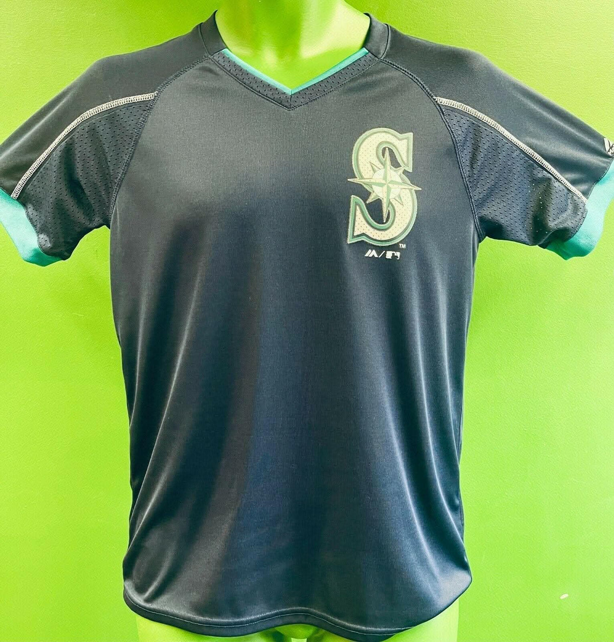 MLB Seattle Mariners Majestic Jersey-Style Top Youth Large 14-16