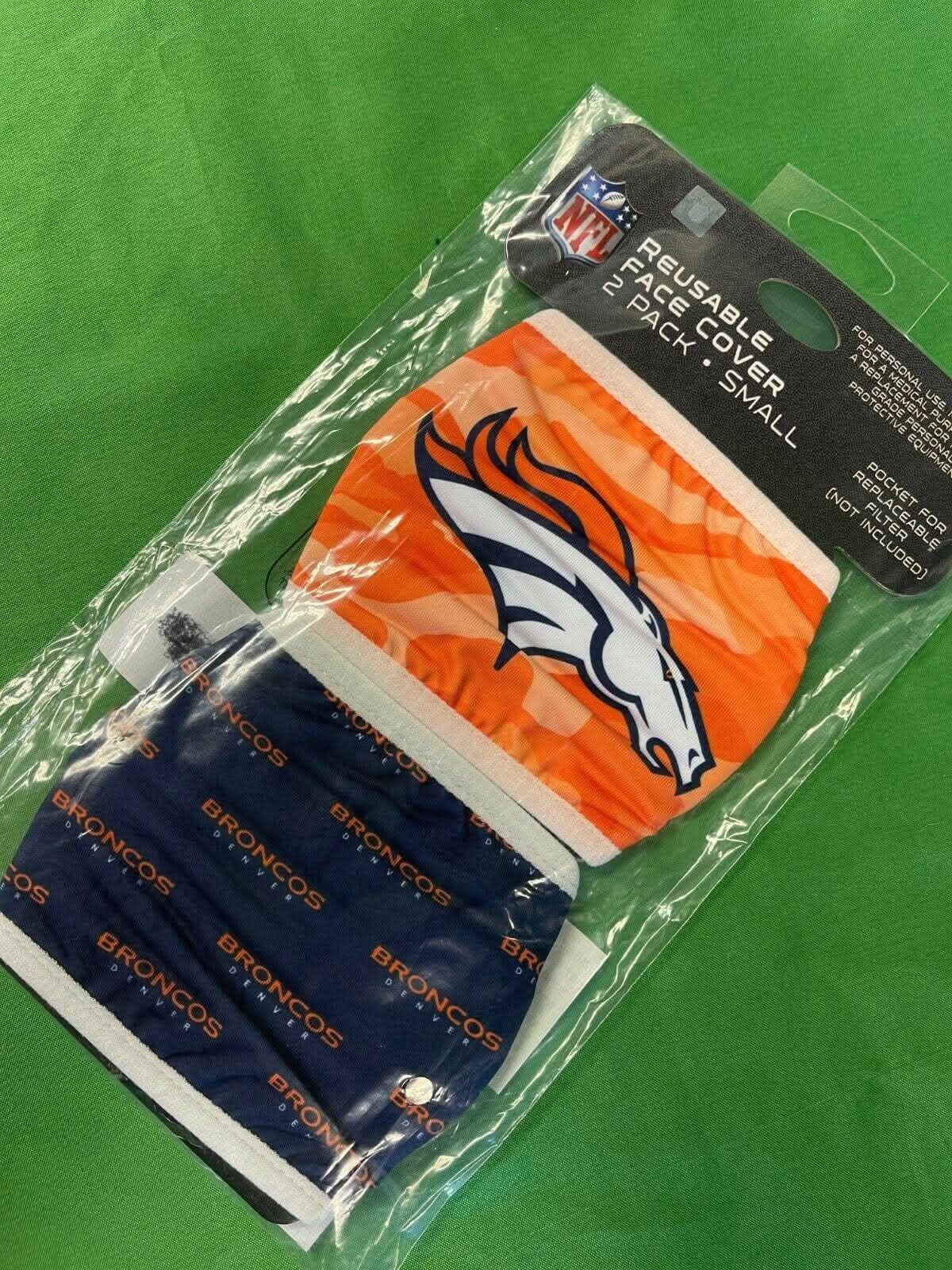 NFL Denver Broncos Pack of 2 Face Masks Covers Size Small NWT