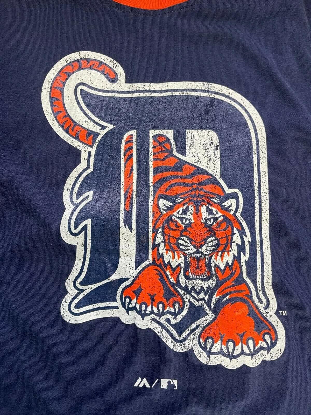 MLB Detroit Tigers Majestic Ringer T-Shirt Youth Large 14-16
