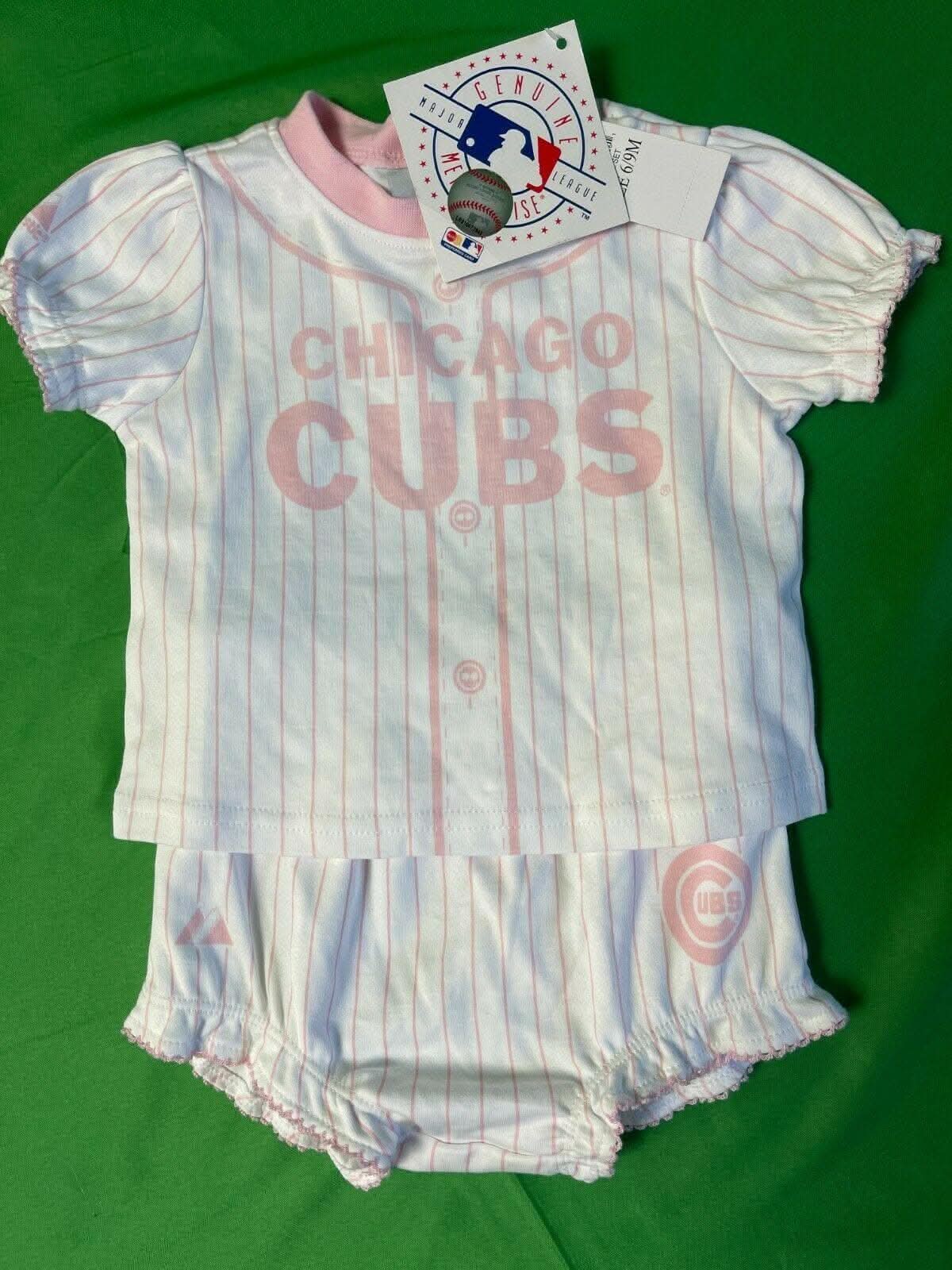 MLB Chicago Cubs Majestic Pink Pin Stripe 2-pc Outfit 6-9 months NWT