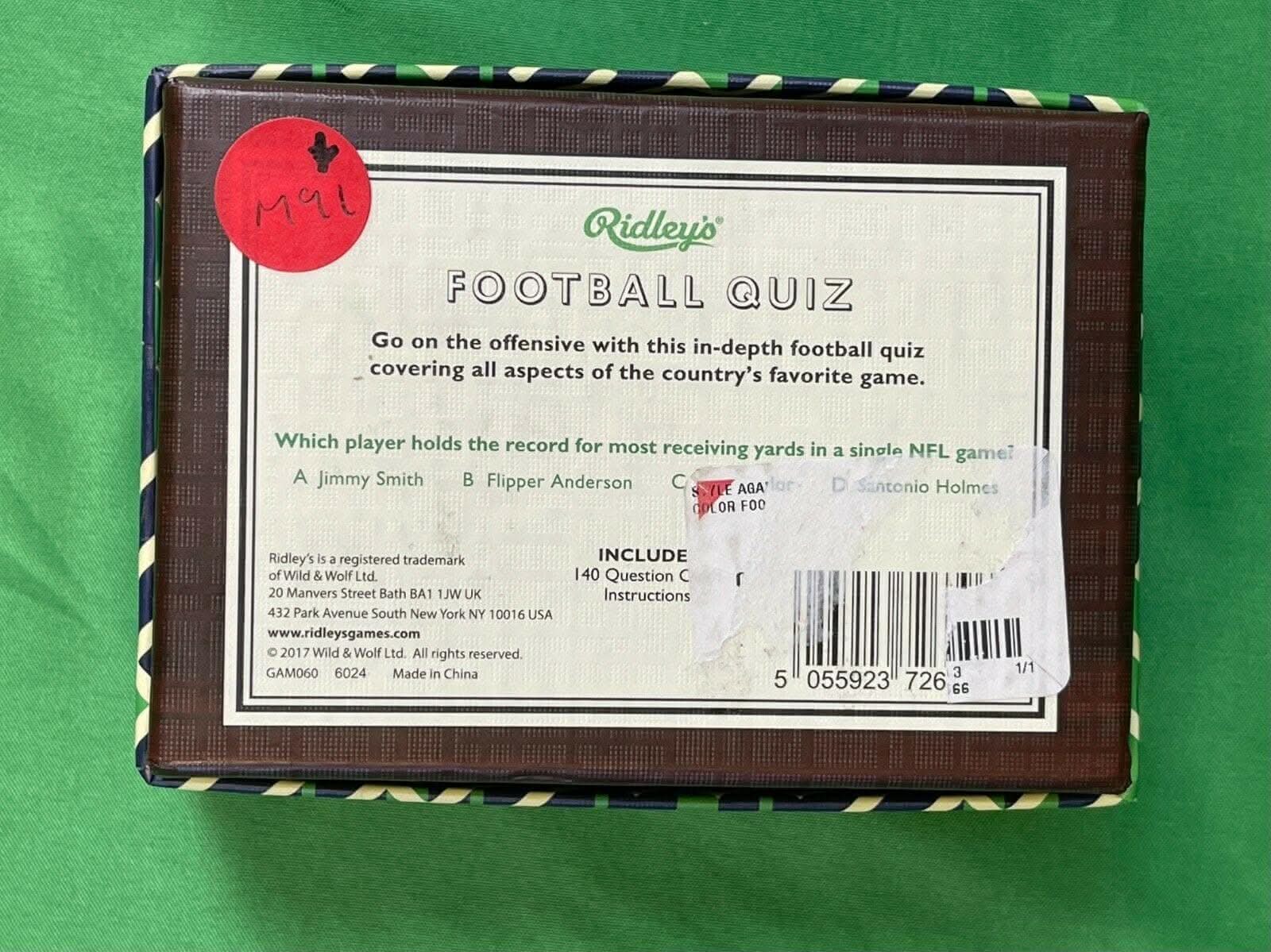 NFL Ridley's Game Room Card Game Football Quiz New!