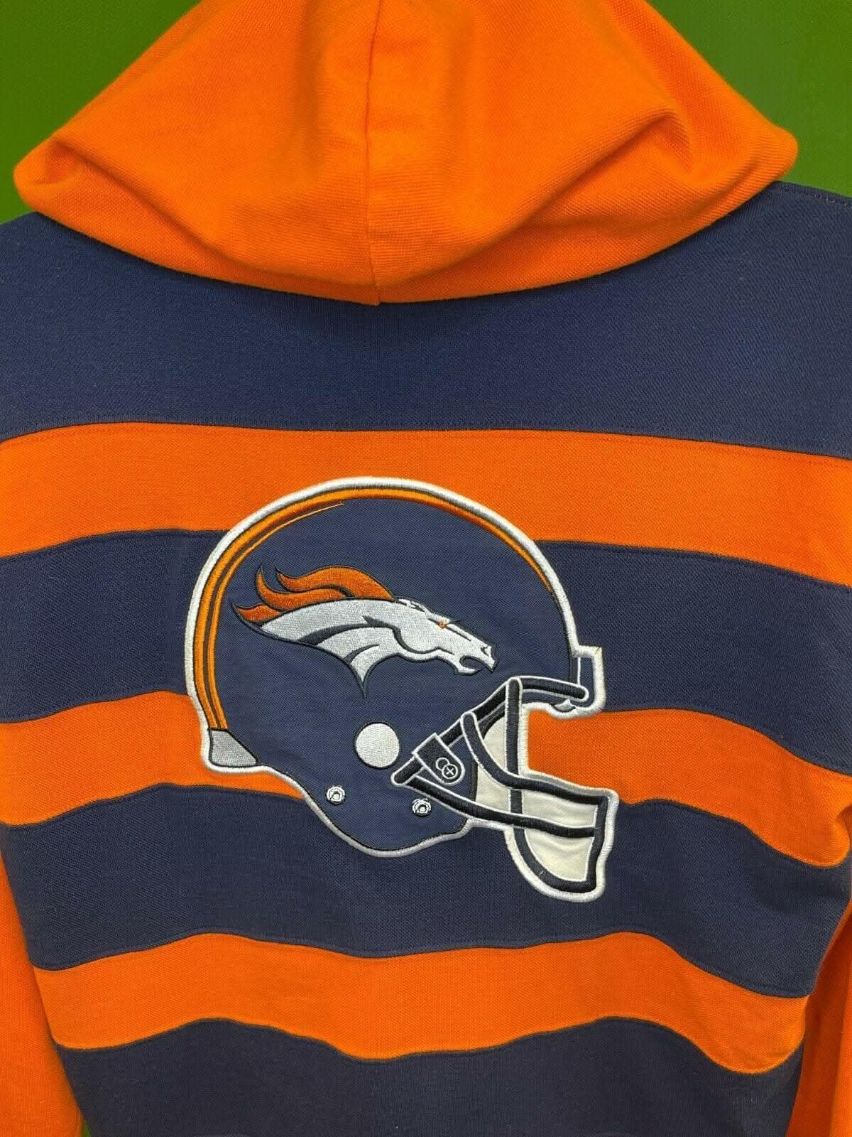 NFL Denver Broncos Pique Rugby Striped Hooded Top L-S Men's Large