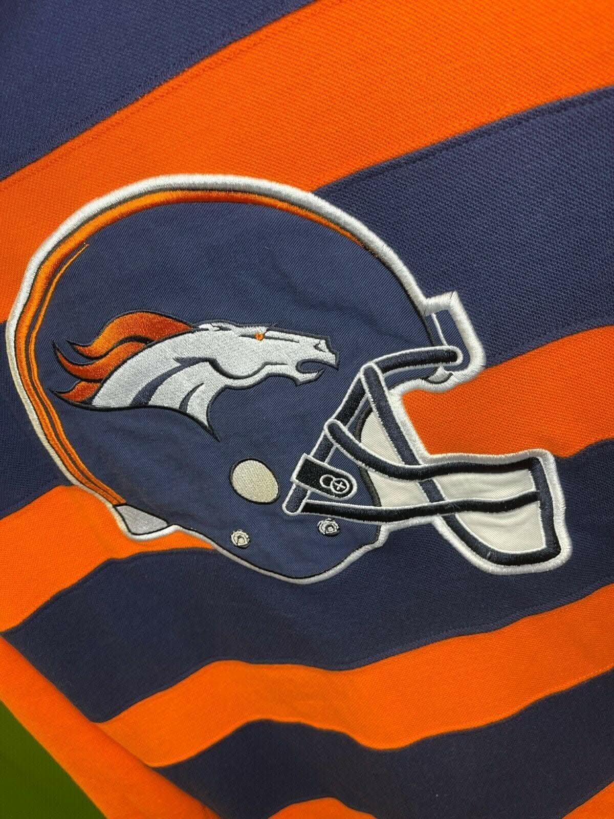 NFL Denver Broncos Pique Rugby Striped Hooded Top L-S Men's Large