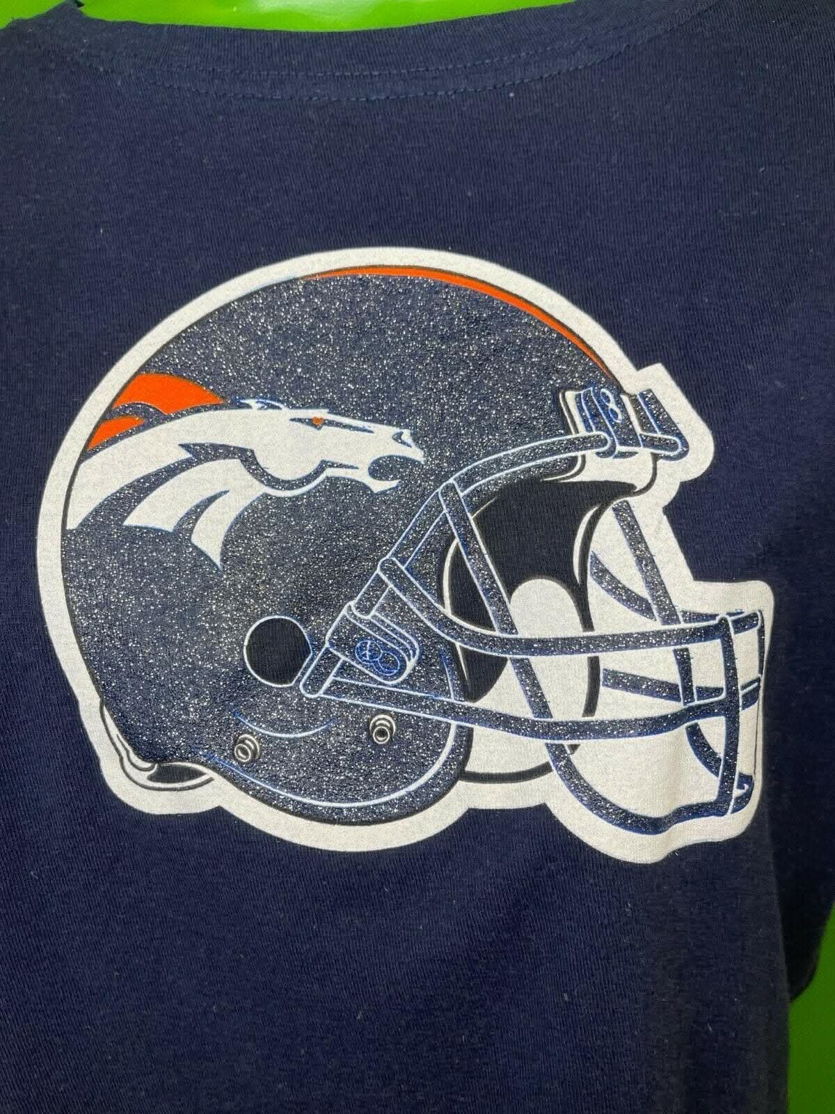 NFL Denver Broncos 100% Cotton Glitter Helmet T-Shirt Women's X-Large