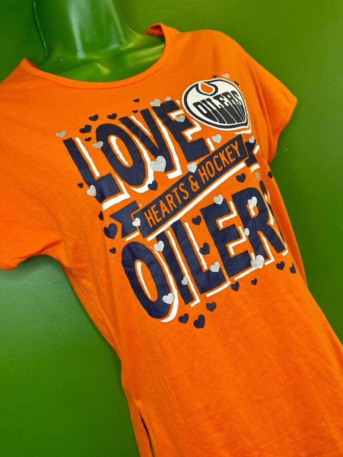 NHL Edmonton Oilers Orange Girls' T-Shirt Youth Medium 10-12 NWOT